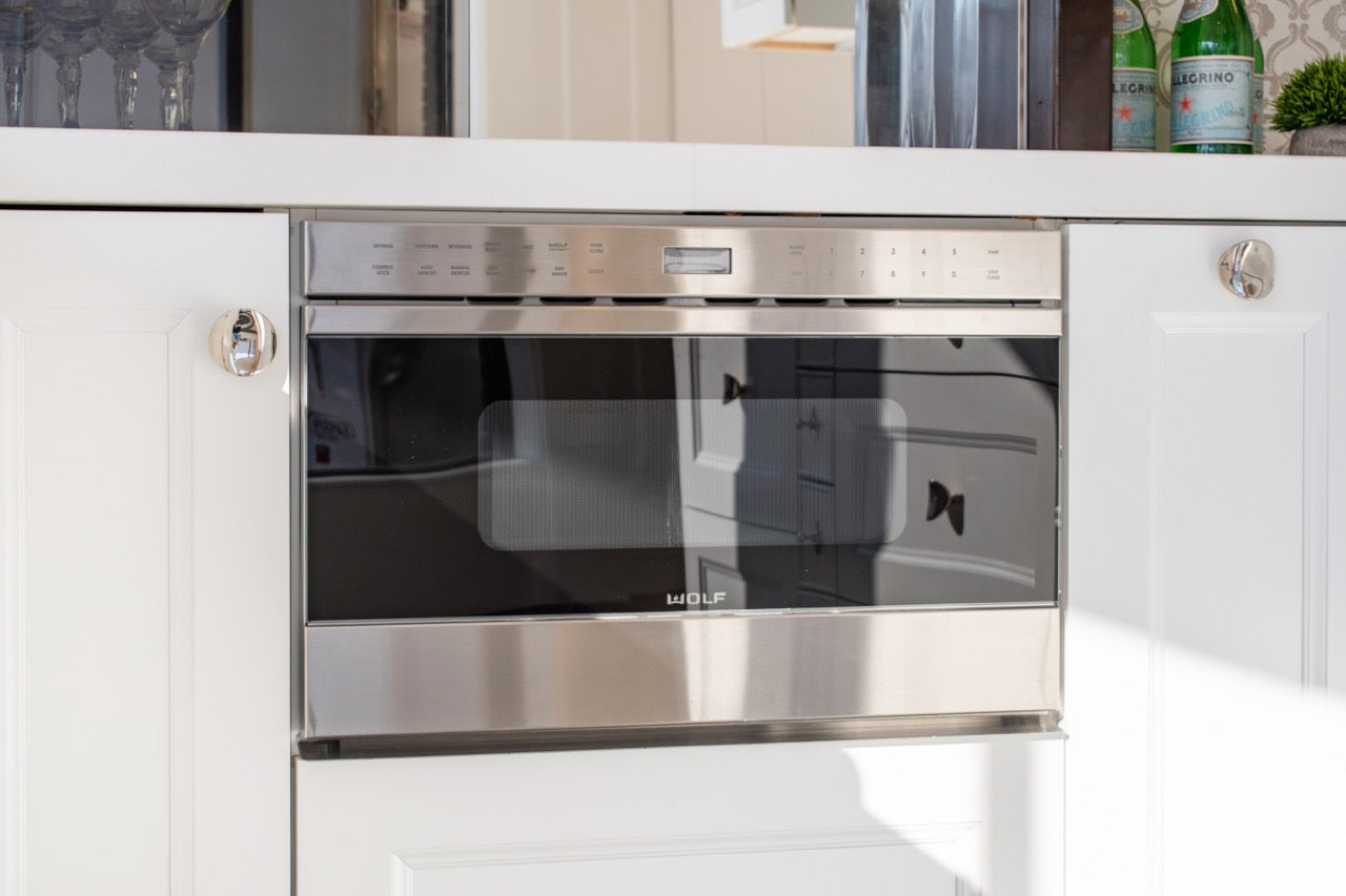 Rutt Regency Transitional White Kitchen with Wolf Appliances
