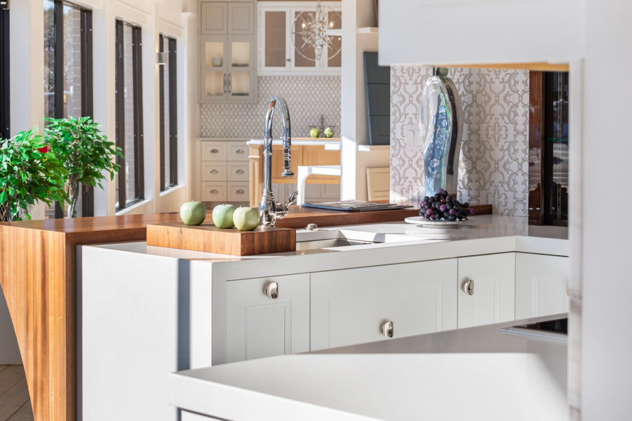 Rutt Regency Transitional White Kitchen with Wolf Appliances