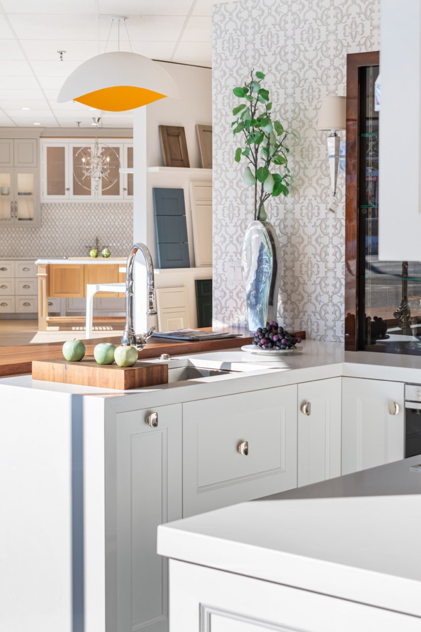 Rutt Regency Transitional White Kitchen with Wolf Appliances