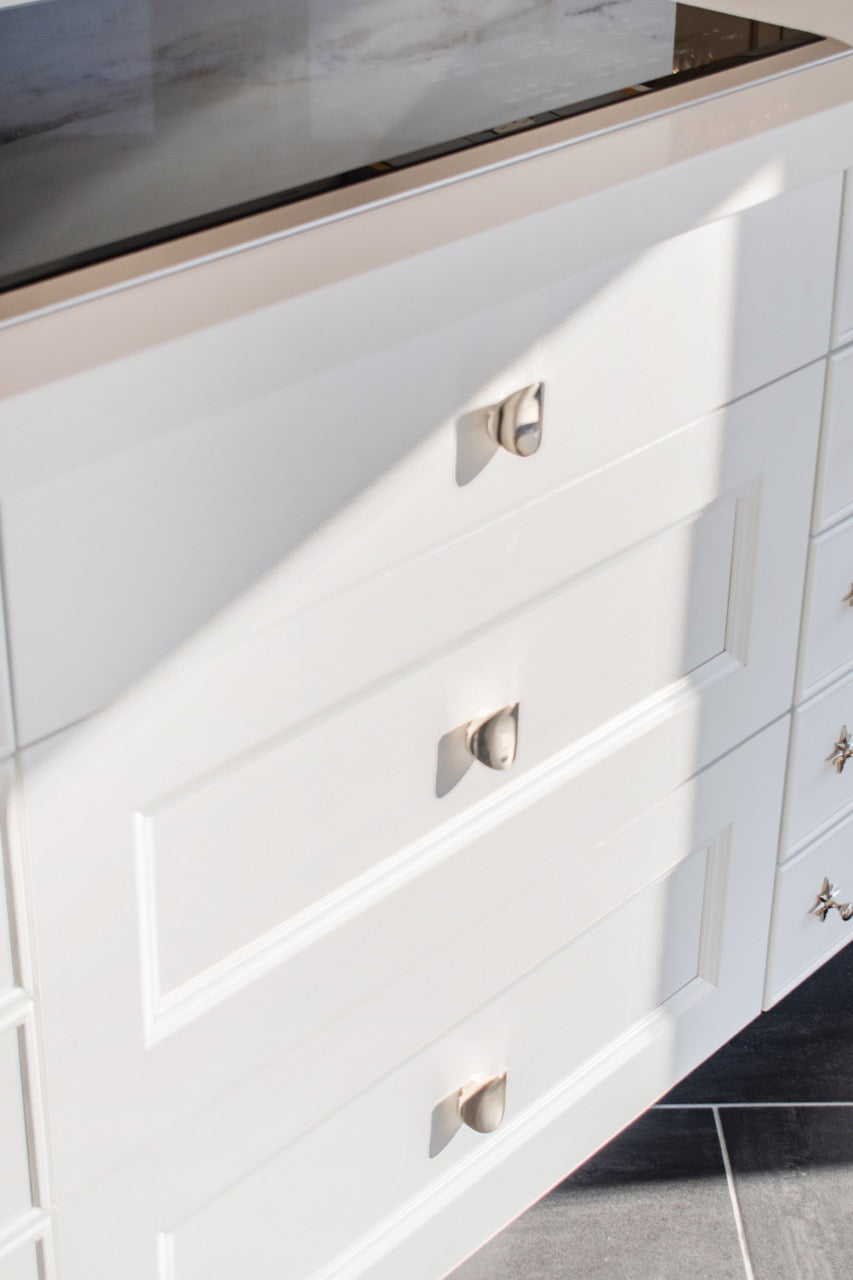 Rutt Regency Transitional White Kitchen with Wolf Appliances