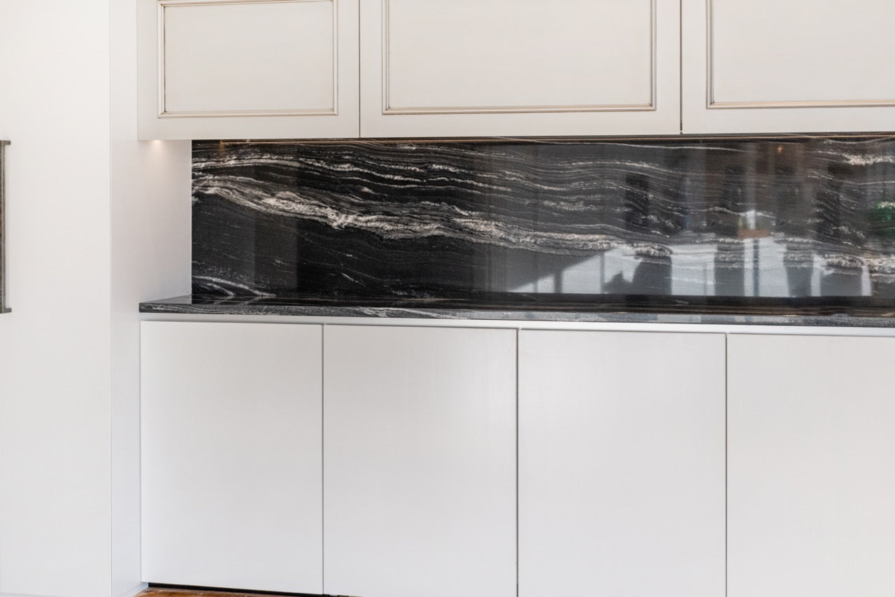 Plain & Fancy Transitional White Showroom Display Butler's Pantry Wall