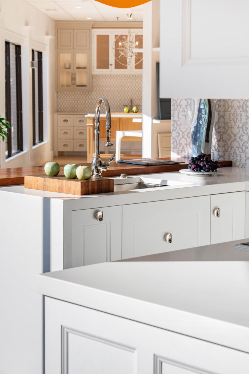 Rutt Regency Transitional White Kitchen with Wolf Appliances