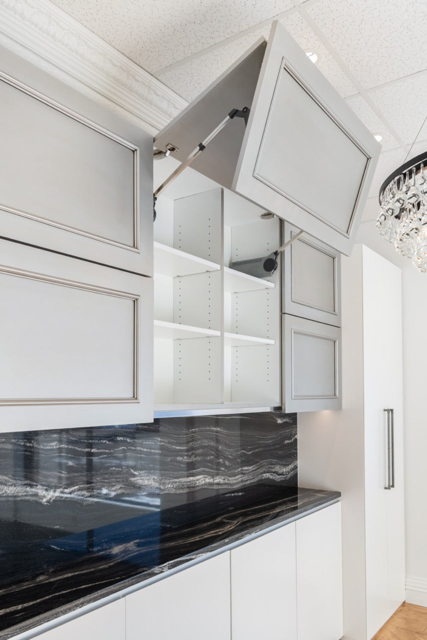 Plain & Fancy Transitional White Showroom Display Butler's Pantry Wall