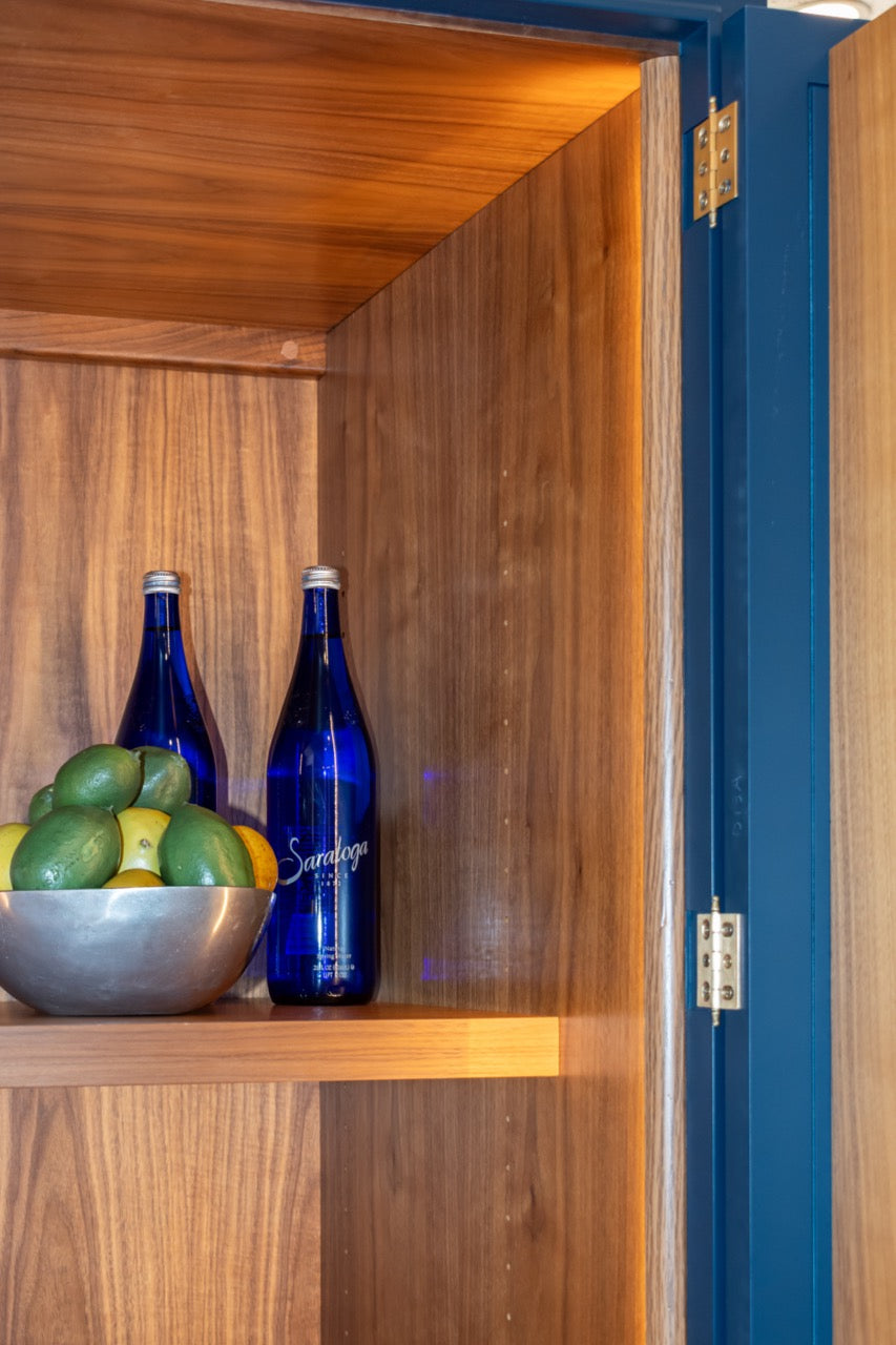 Dutch Made Transitional Navy & Wood Veneer Pantry Wall