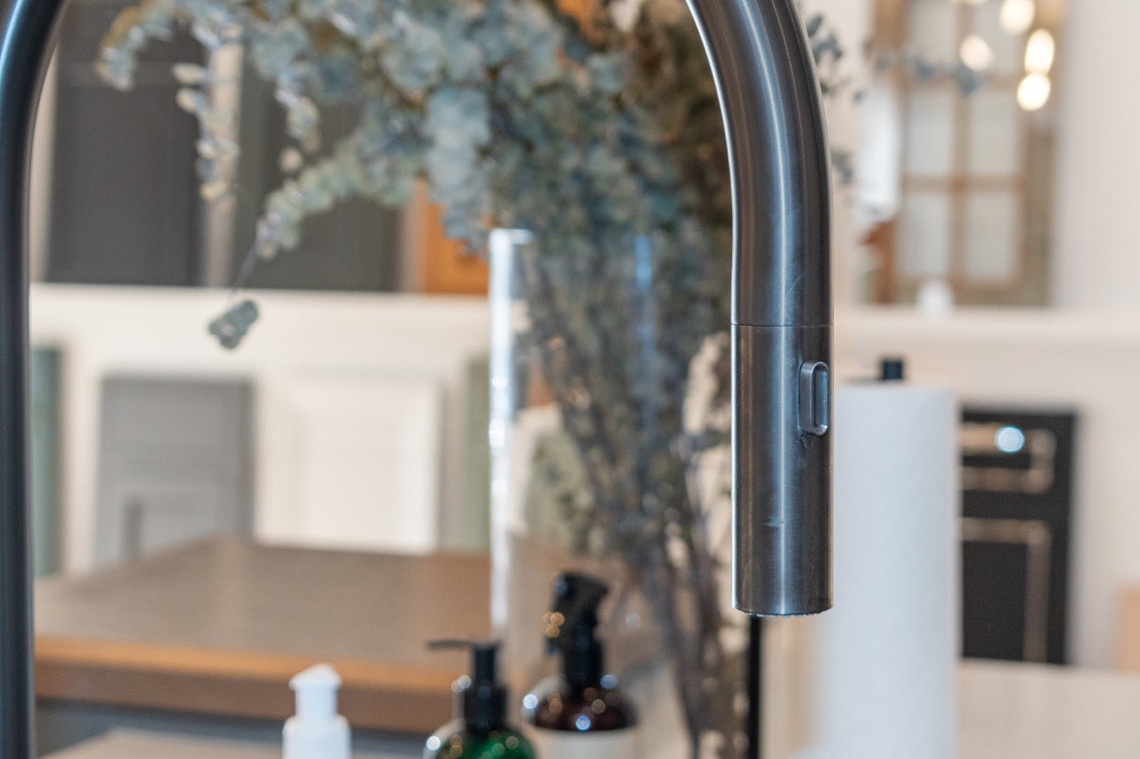 "The Ellery" Modern Matte Gray Kitchen with Rift Cut White Oak Island & Wolf/Sub-Zero Appliances