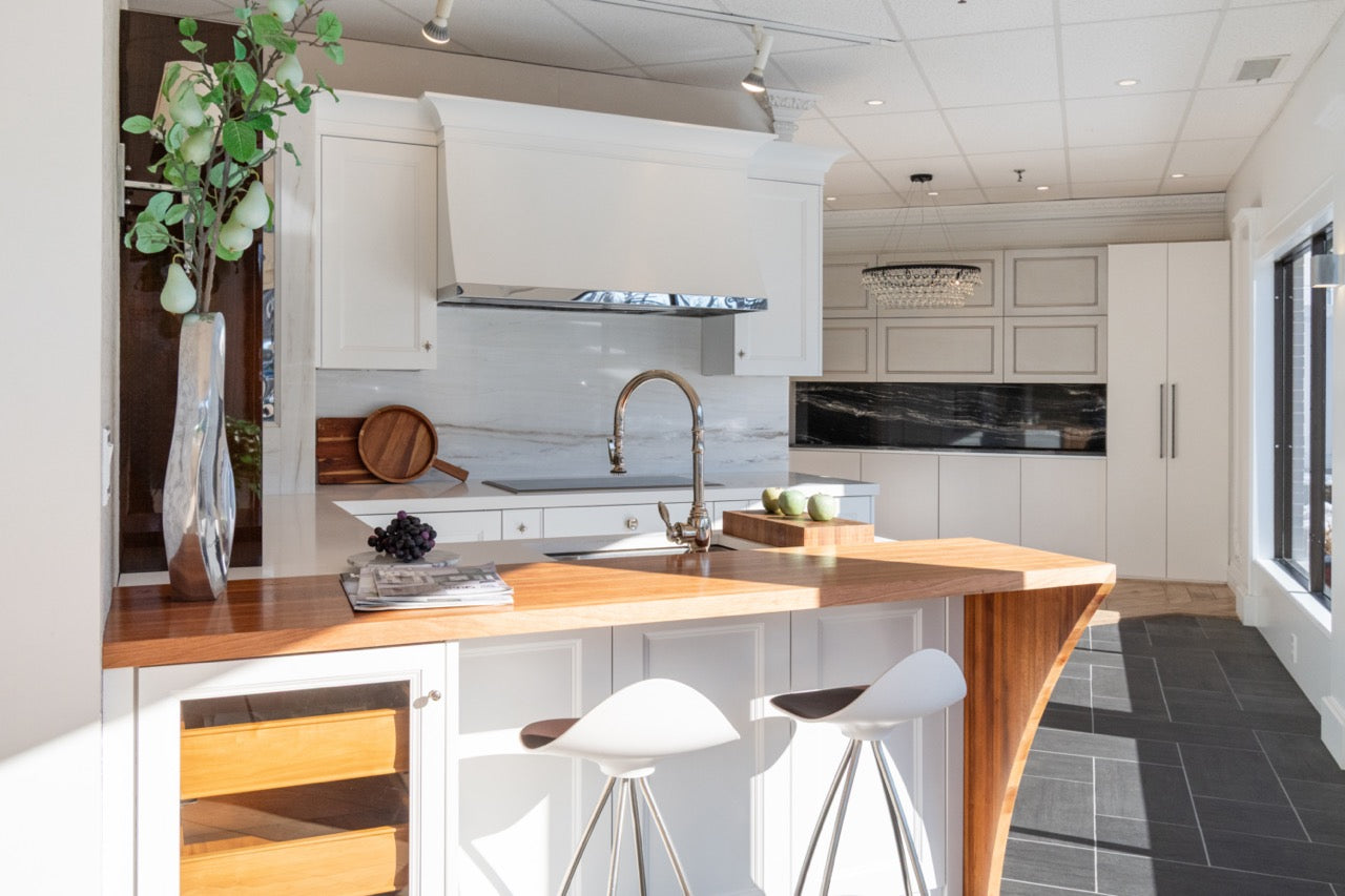 Rutt Regency Transitional White Kitchen with Wolf Appliances