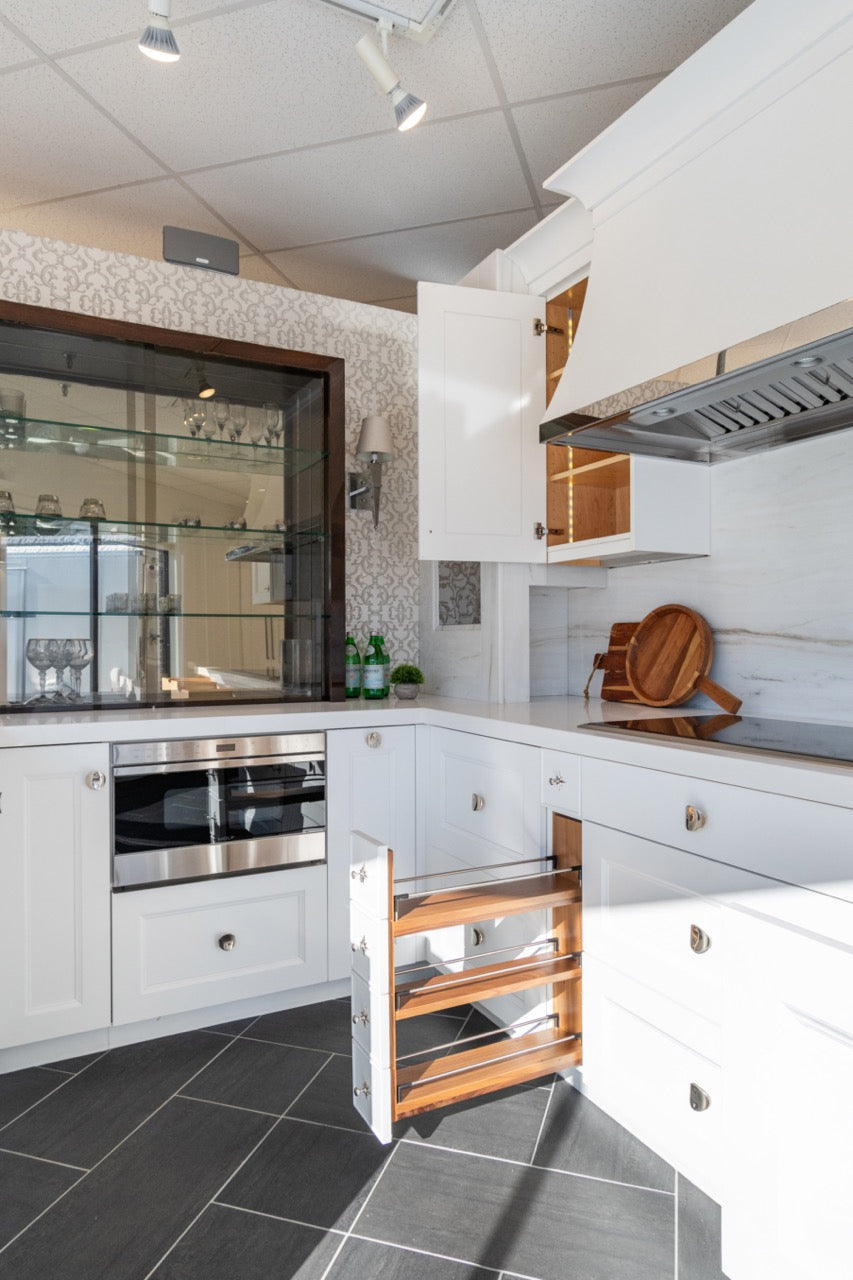 Rutt Regency Transitional White Kitchen with Wolf Appliances