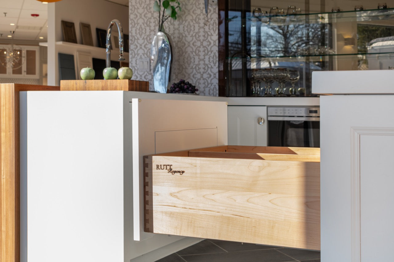Rutt Regency Transitional White Kitchen with Wolf Appliances