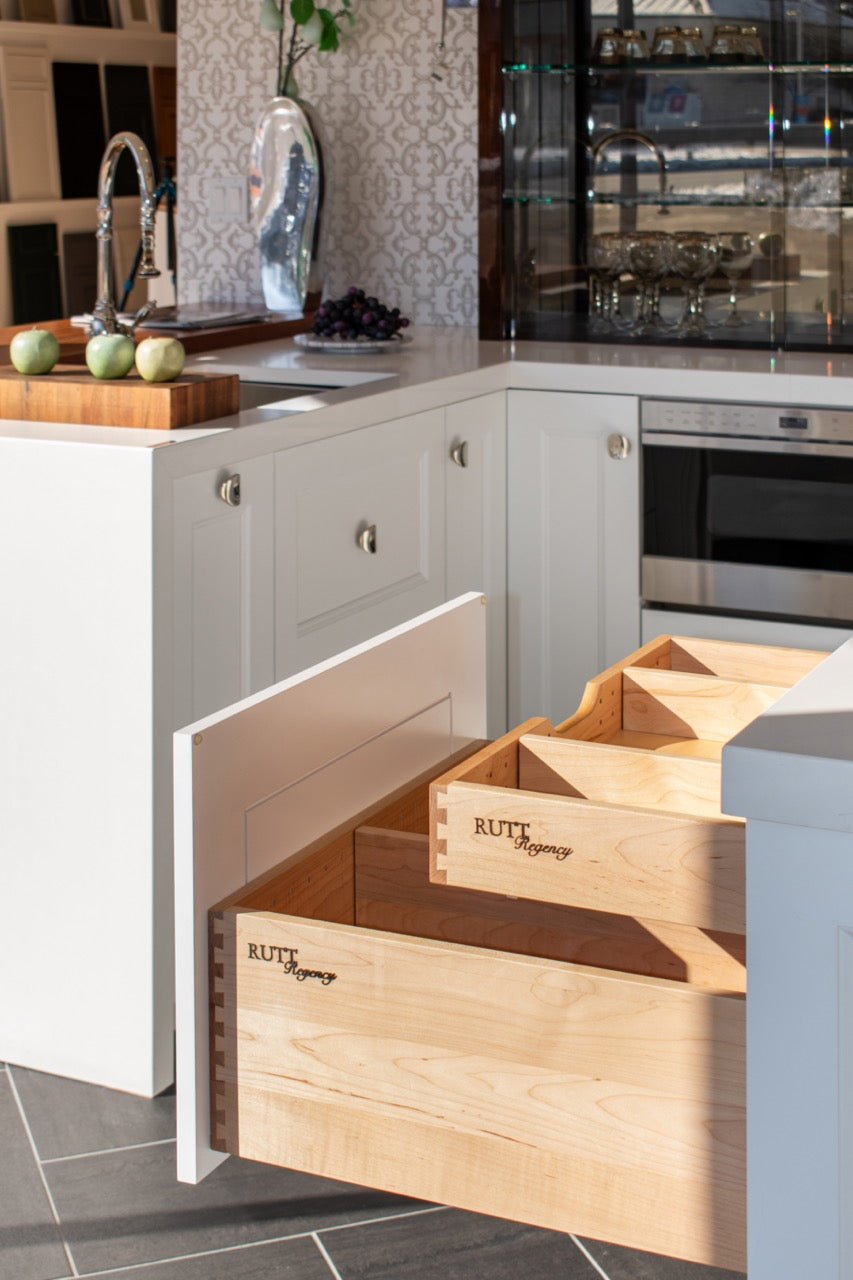 Rutt Regency Transitional White Kitchen with Wolf Appliances