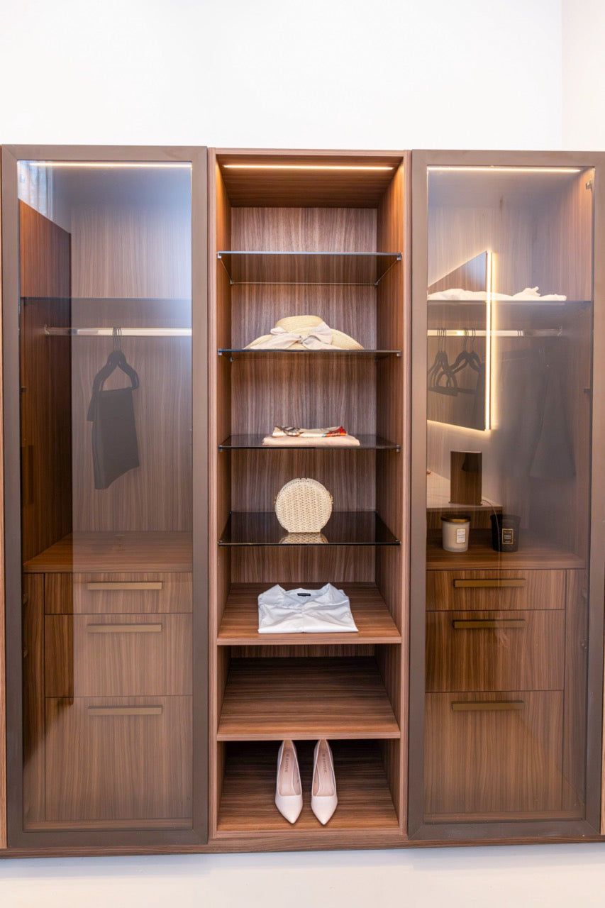 Poggenpohl Campania Mocca Decor Vertical Grain Wardrobe Closet System