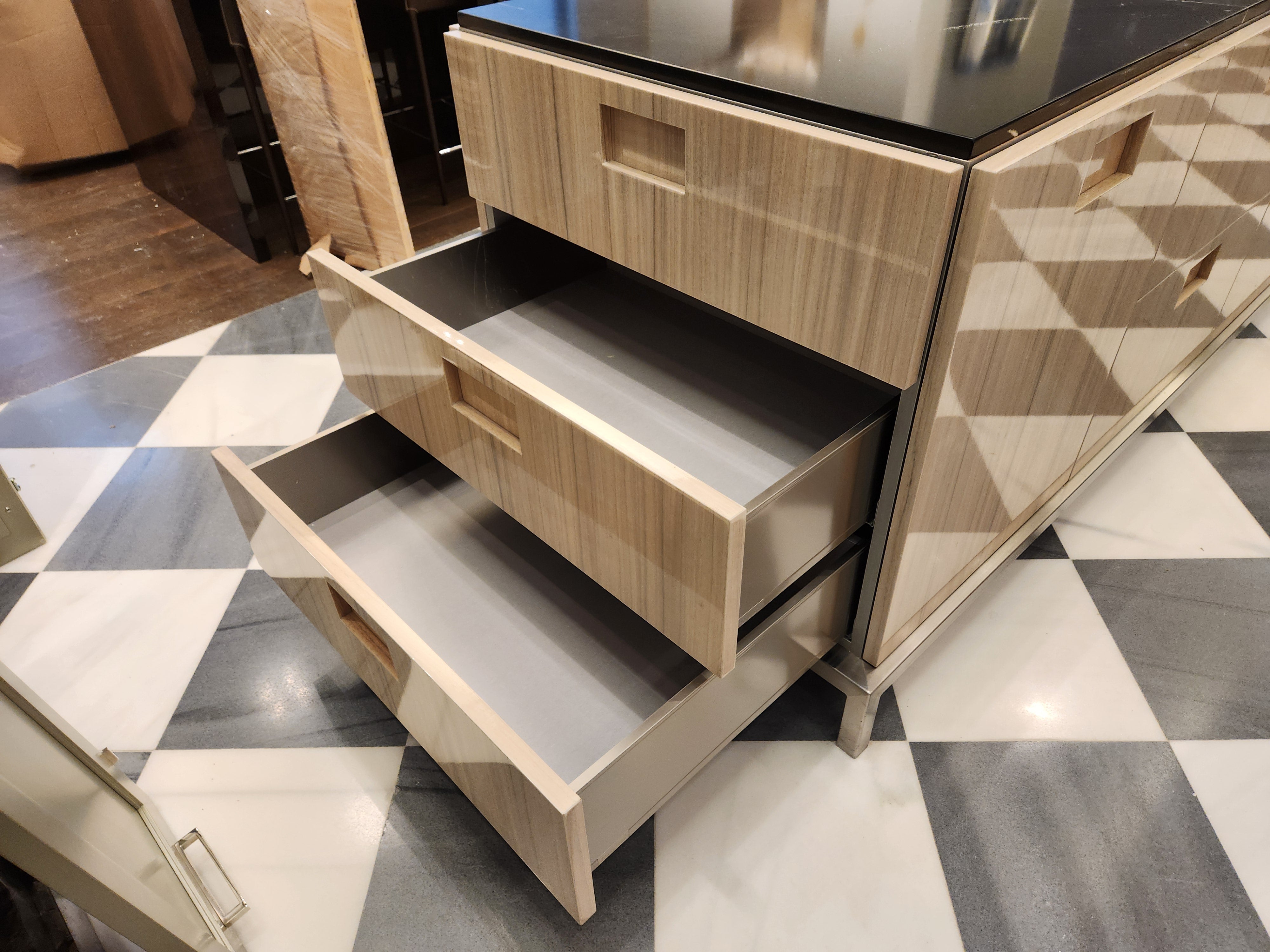 St. Charles Lacquer Paldao Freestanding Island with Dekton Countertop and Storage