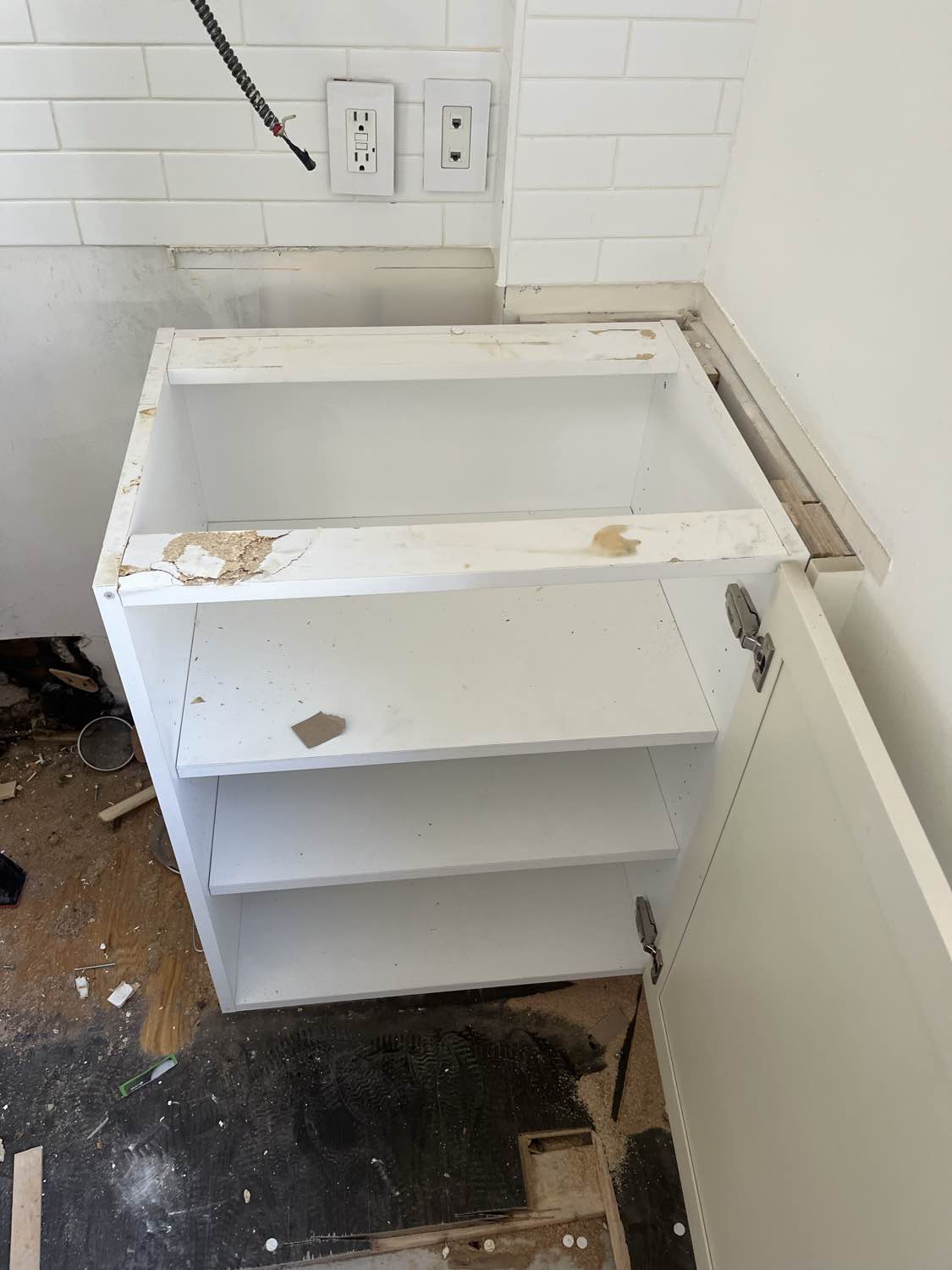 Imperia White Transitional Kitchen with Dark Grey Island, Marble & Stone Counters and Appliances