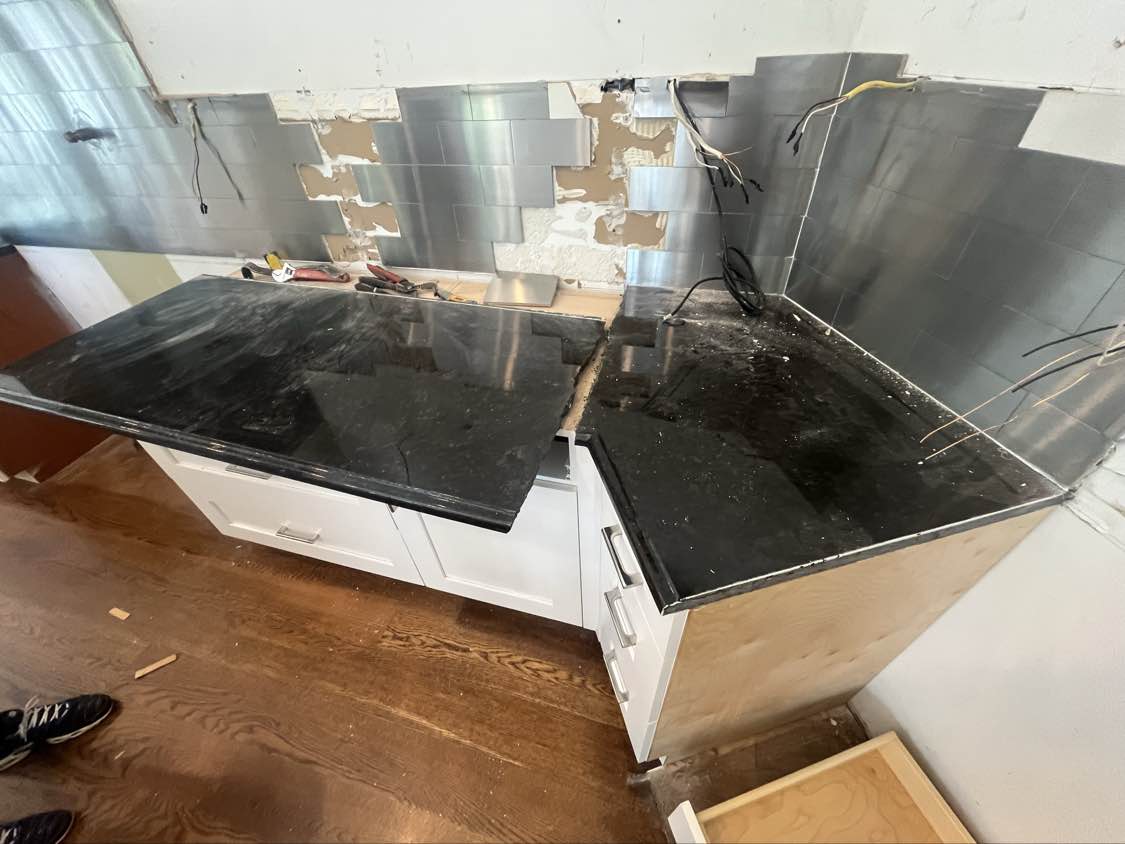 Rutt Transitional White Kitchen with Island, Wet Bar, Granite Countertops & Appliances