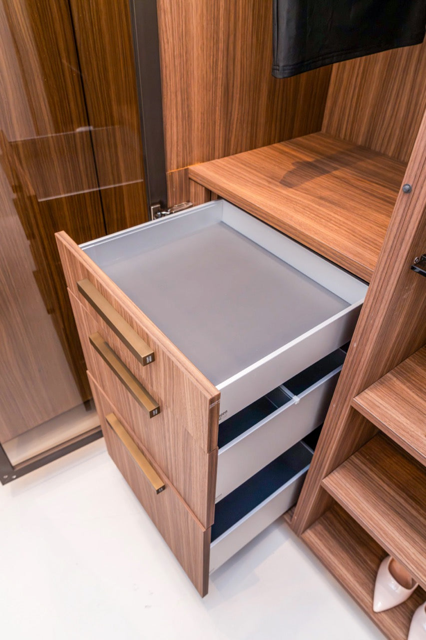 Poggenpohl Campania Mocca Decor Vertical Grain Wardrobe Closet System