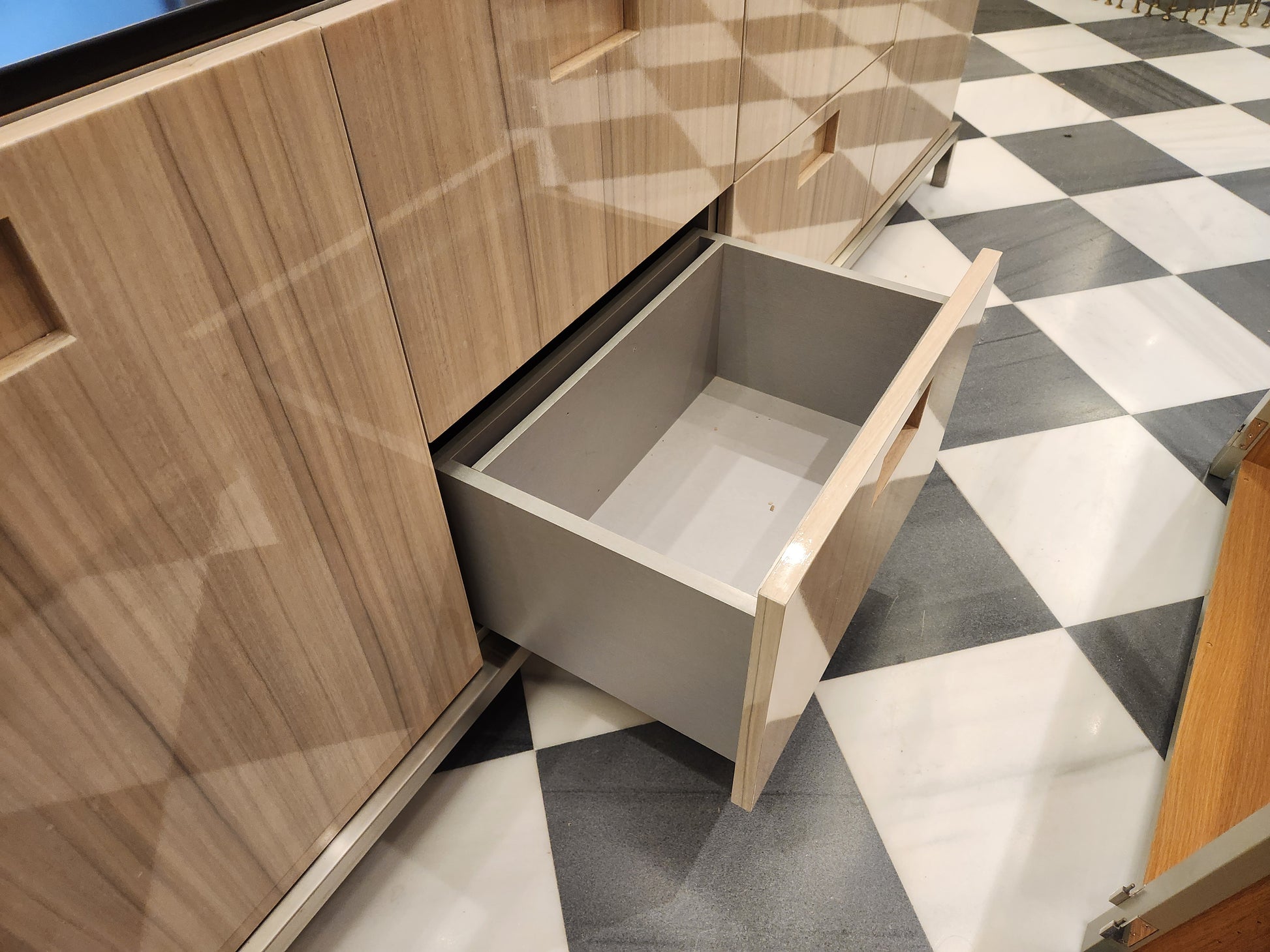 St. Charles Lacquer Paldao Freestanding Island with Dekton Countertop and Storage