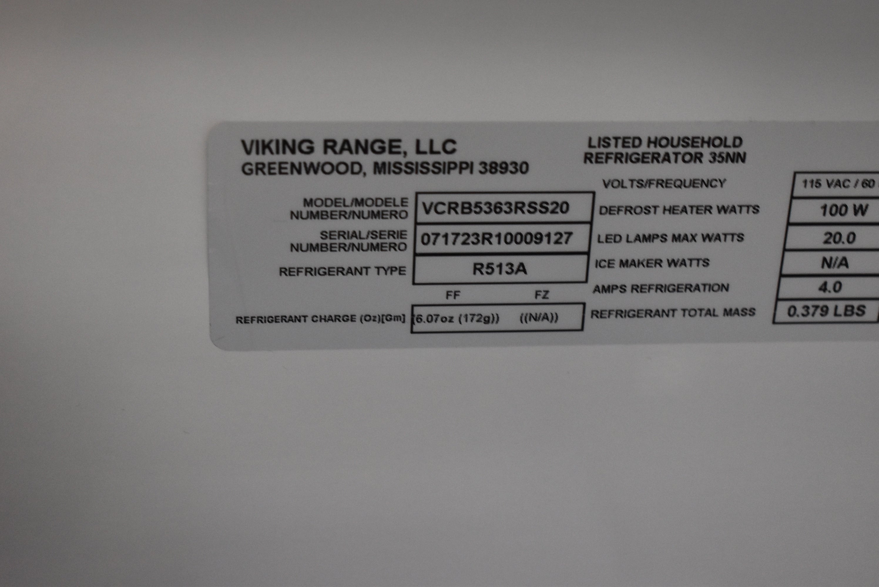 Viking 5 Series VCRB5363RSS 36" Stainless Steel All Refrigerator