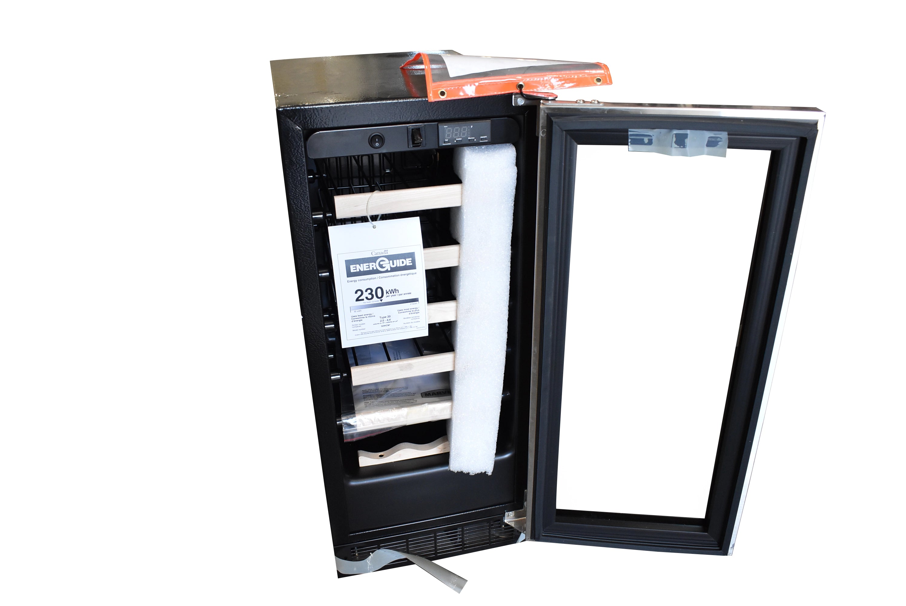 Marvel ML15WSG0RS 15" Stainless Steel + Glass Door Single Zone Wine Cooler