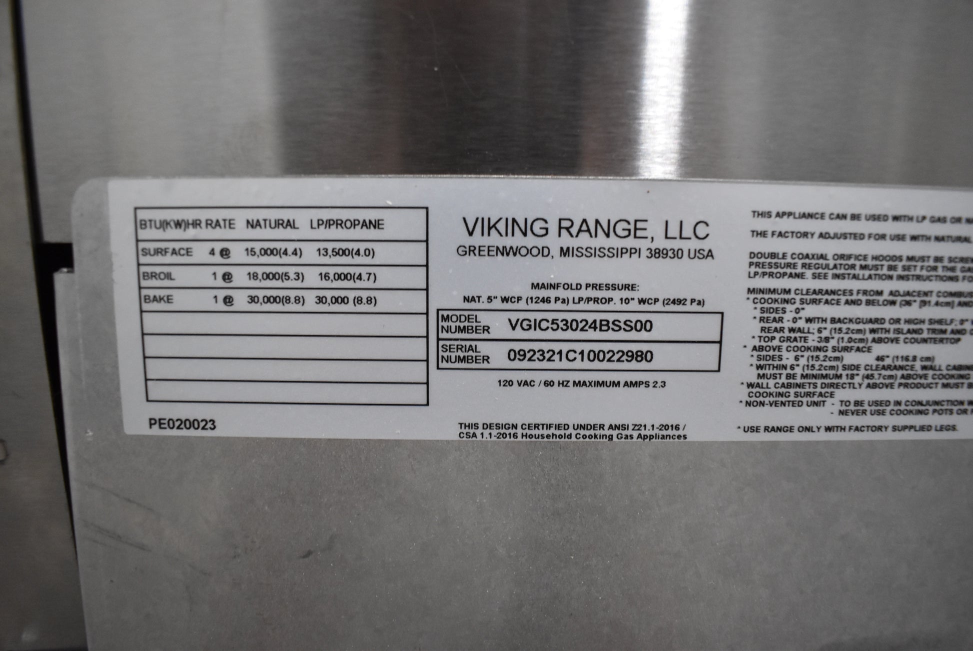 Viking VGIC53024BSS 30" Stainless Steel Freestanding Gas Range, 4 Burners