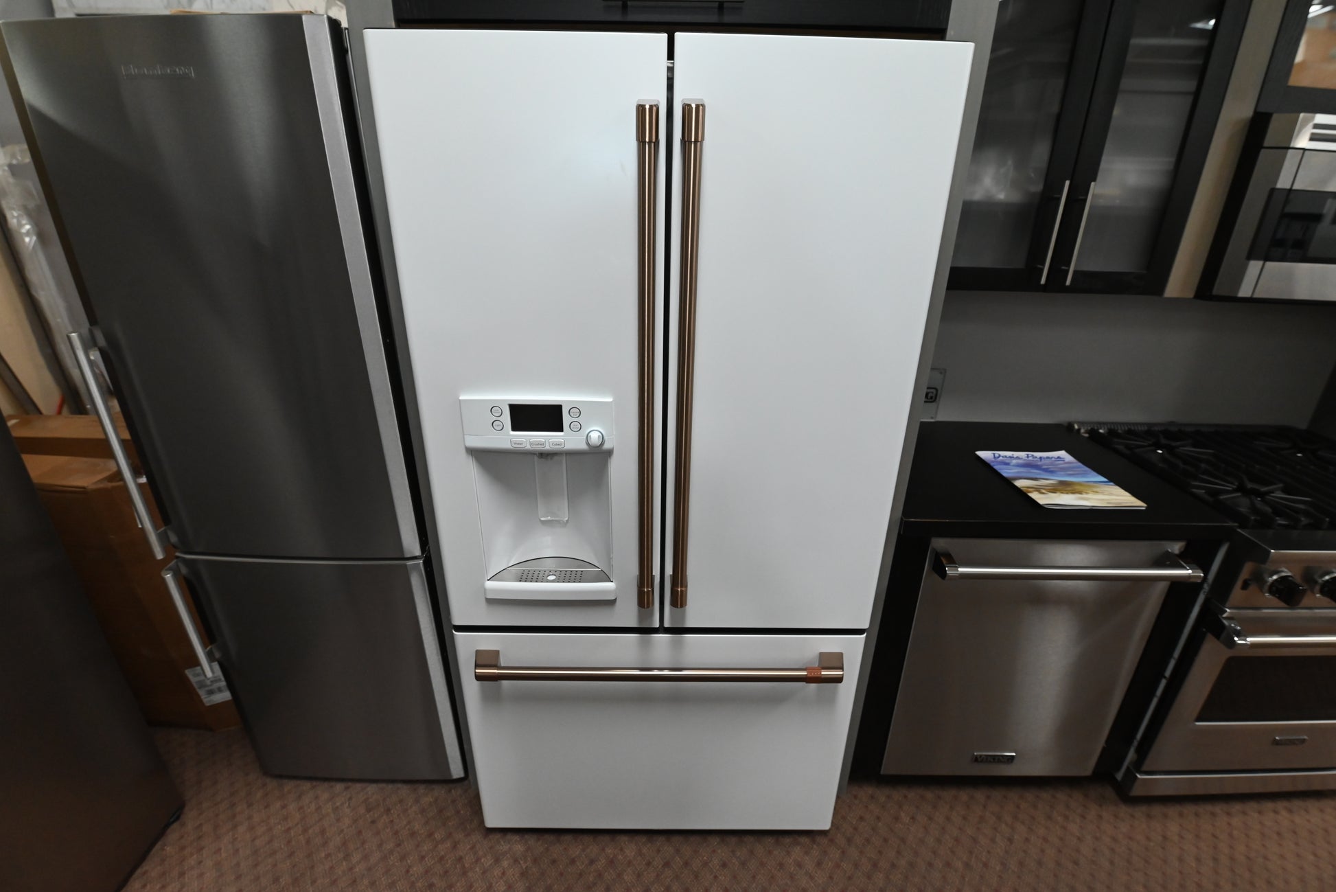 afe CYE22TP4MW2 36 inch counter depth French Door refrigerator front view in matte white
