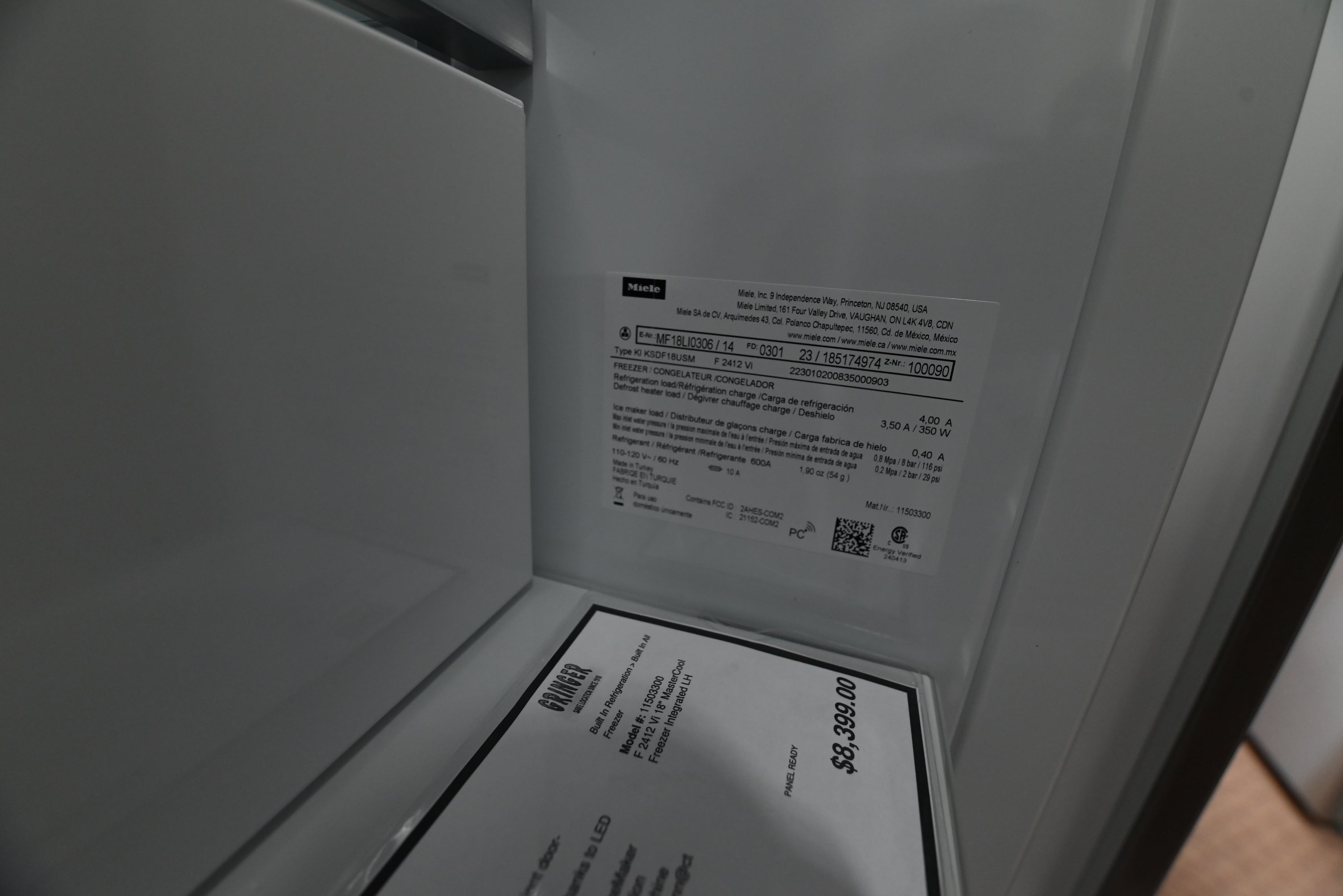 Miele F 2412 VI 18" Stainless Steel Freezer Column