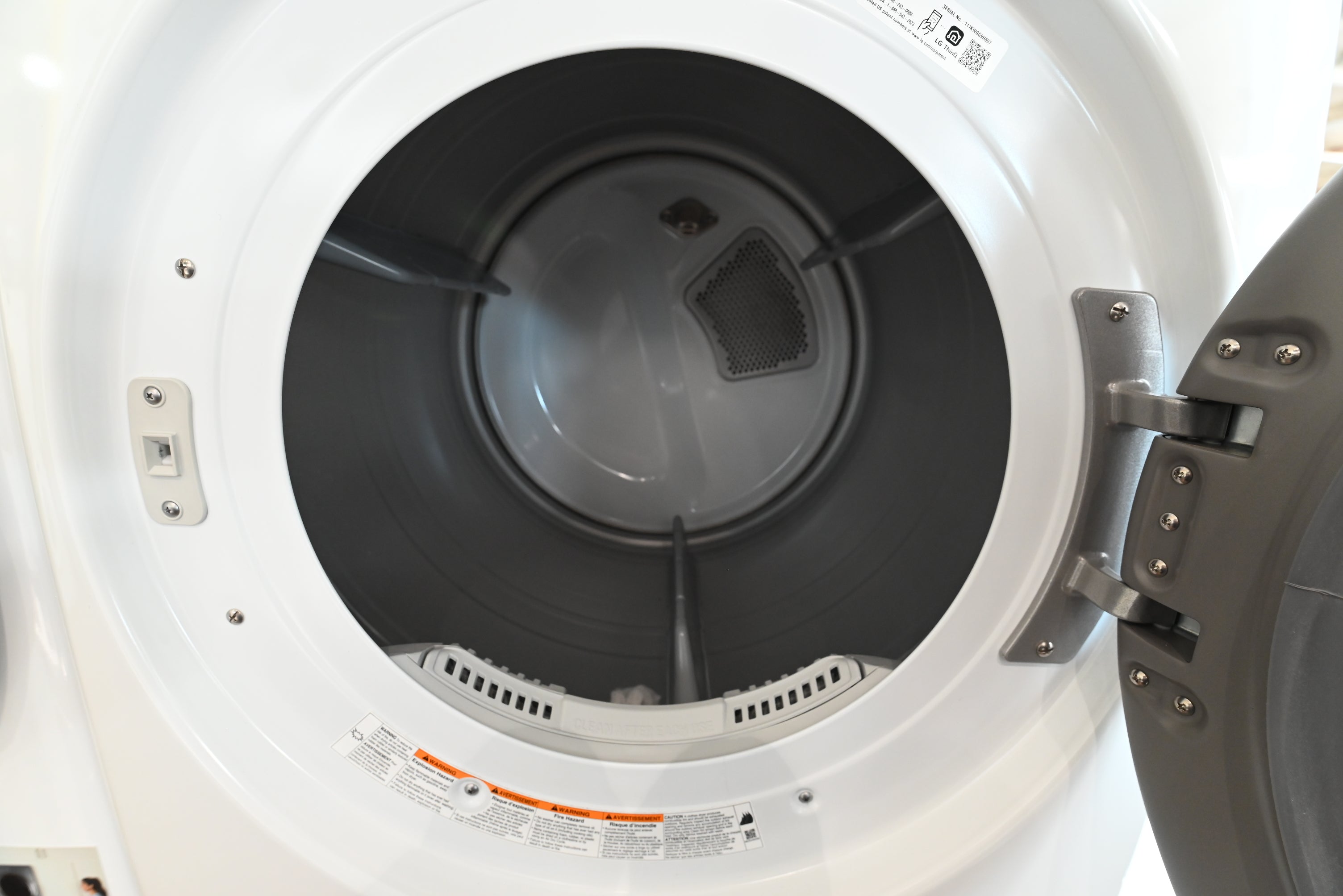 LG 24 smart dryer showing front centered Dial-A-Cycle knob and digital LED control layout screen