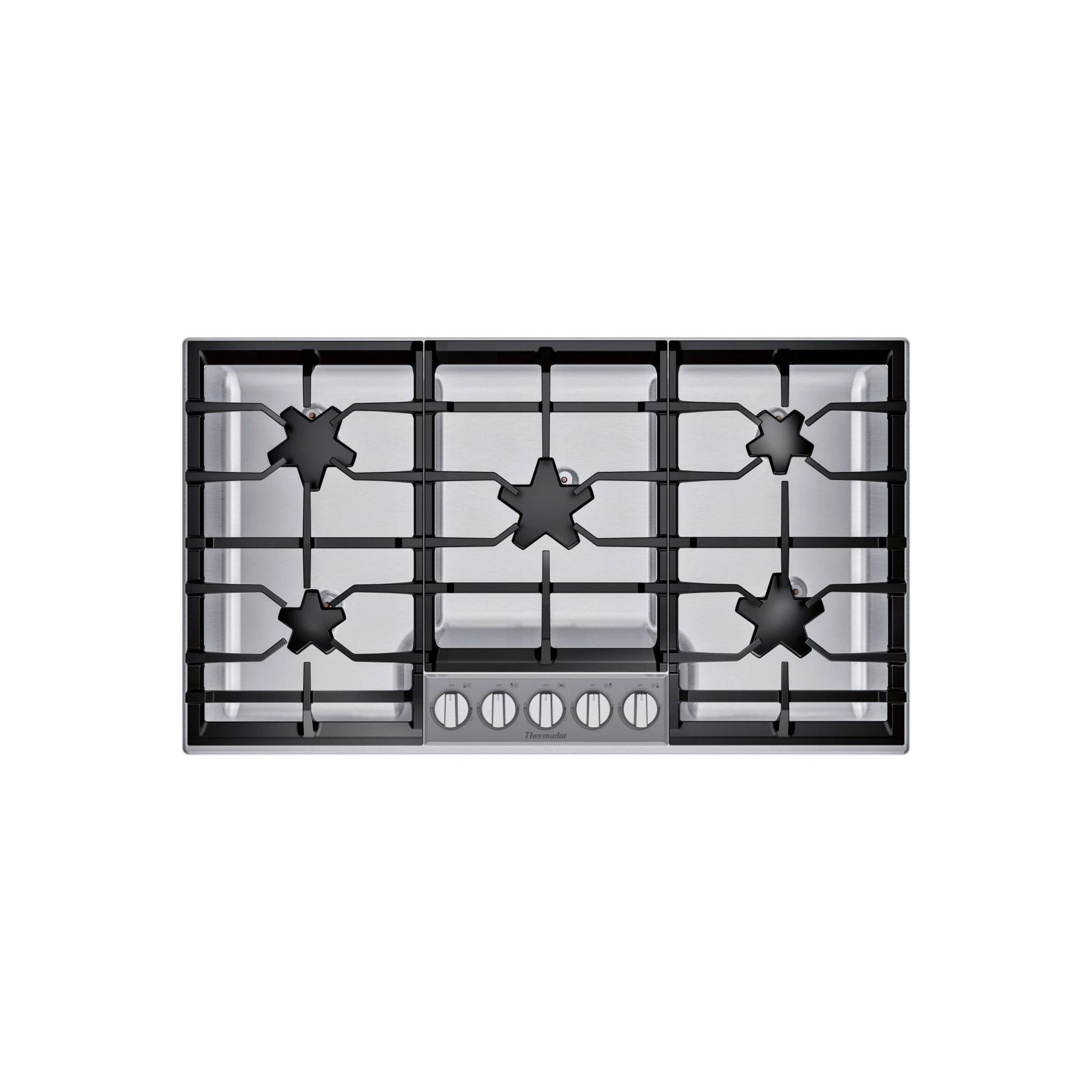 Thermador SGSXP365TS Masterpiece 36 inch built in pedestal gas cooktop front view stainless steel