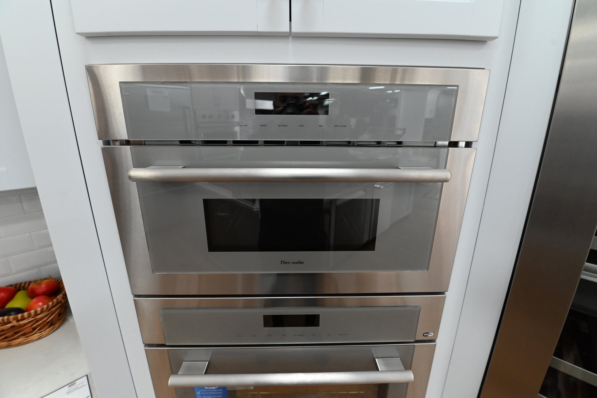 Thermador MEM301WS Masterpiece 30 inch built in combination double electric wall oven front view stainless steel
