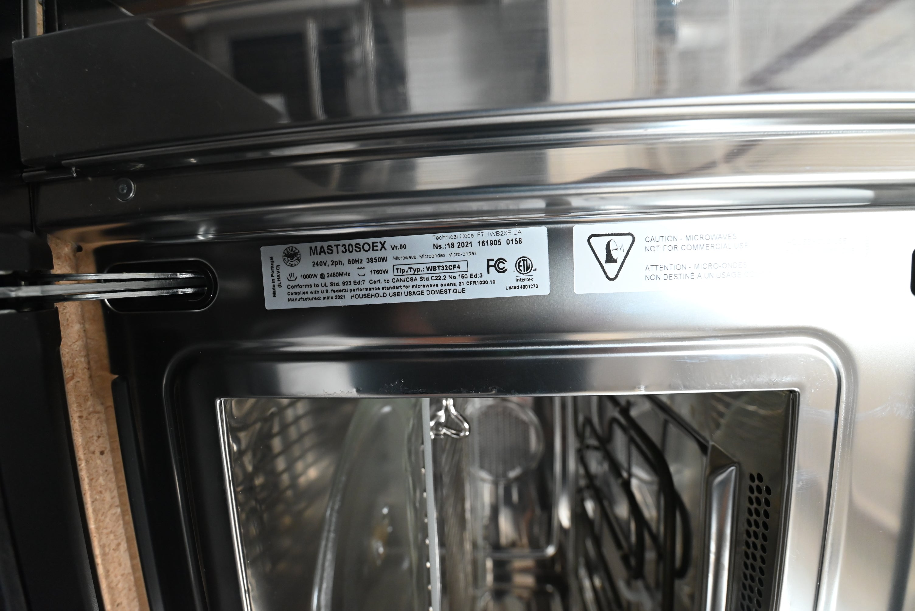 Bertazzoni Master Series 30 speed oven showing clean interior stainless steel cooking cavity