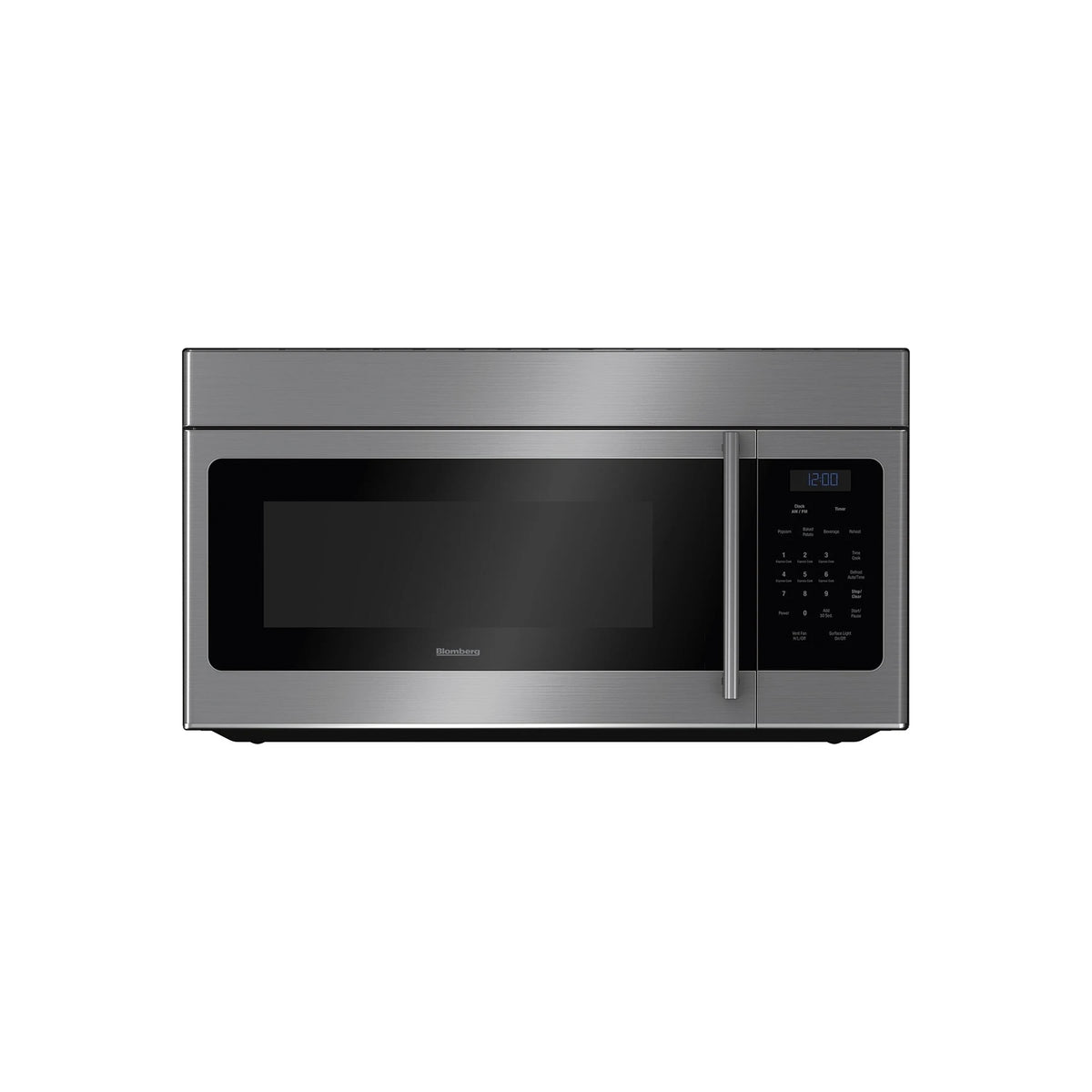 Blomberg BOTR30100SS 30 inch over the range microwave oven front view premium brushed stainless steel