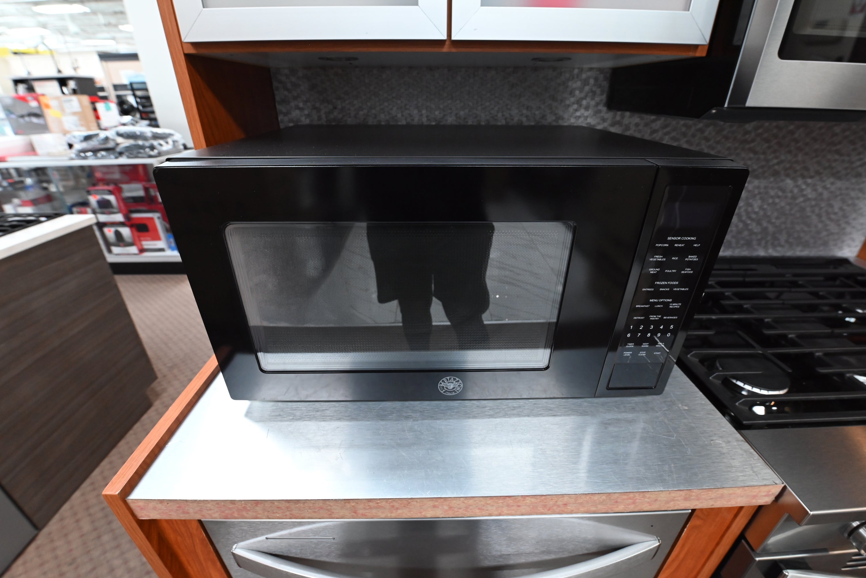 Bertazzoni MO30STANE Professional Series 24 inch countertop and built in microwave oven front view deep black