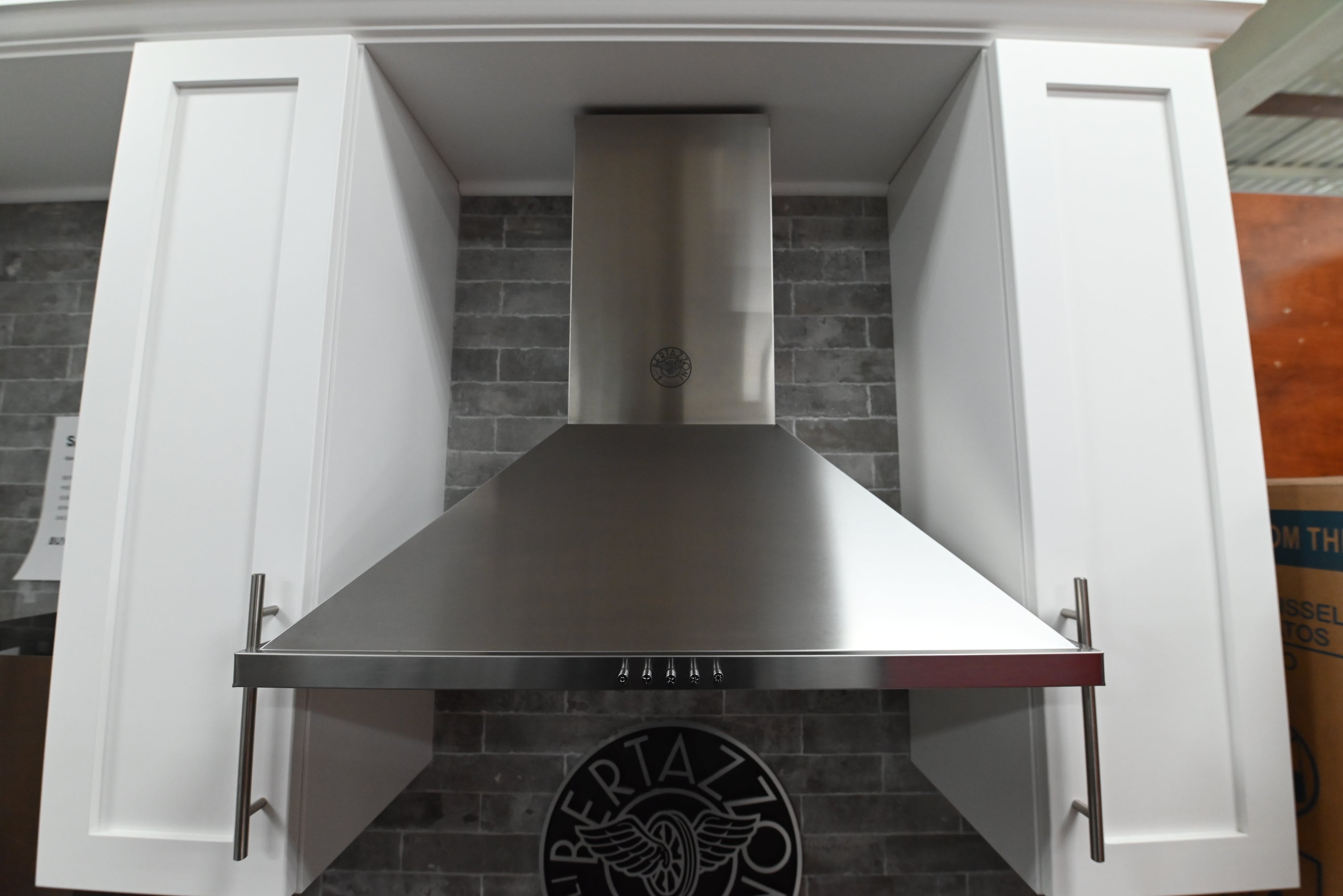 Bertazzoni KCH30XV Professional Series 30 inch wall mount chimney range hood front view stainless steel