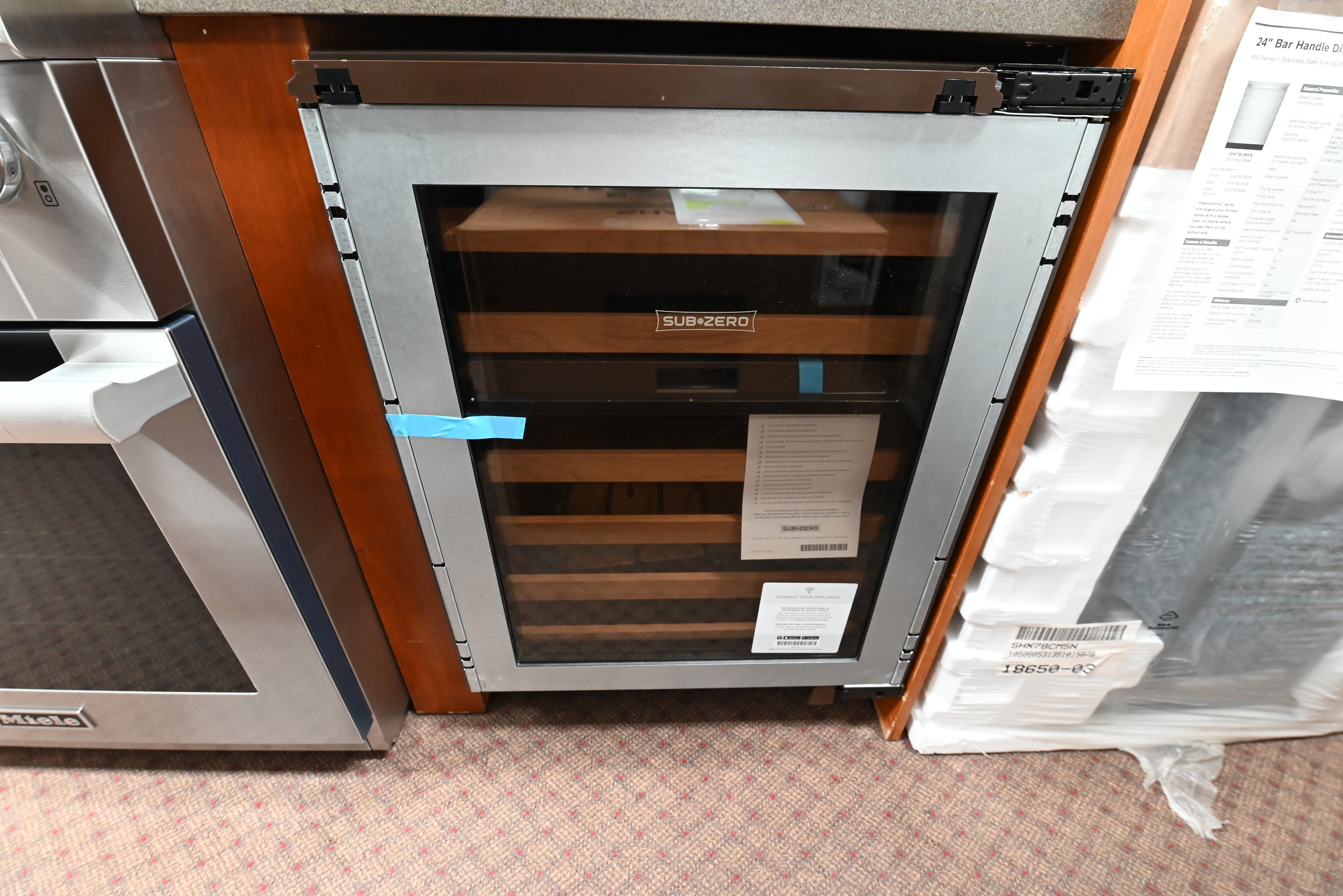 Sub Zero DEU2450WR 24 inch built in undercounter wine storage panel ready right hinge front view