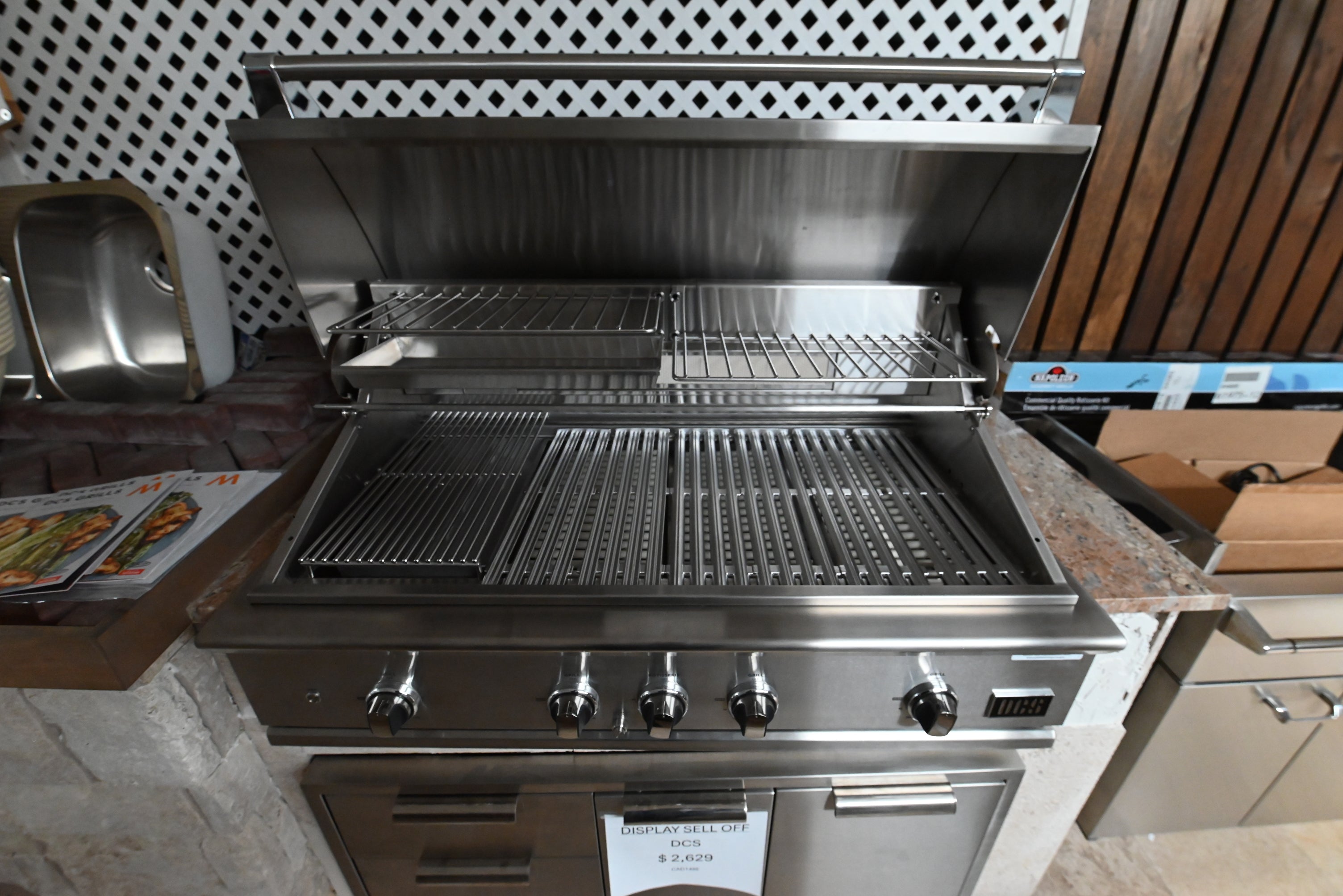 DCS BE1-48RC-N Series 9 48 inch built in professional multi fuel gas grill front view in stainless steel