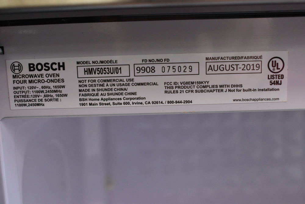 Bosch 500 Series HMV5053U 30" Stainless Steel Over the Range Microwave
