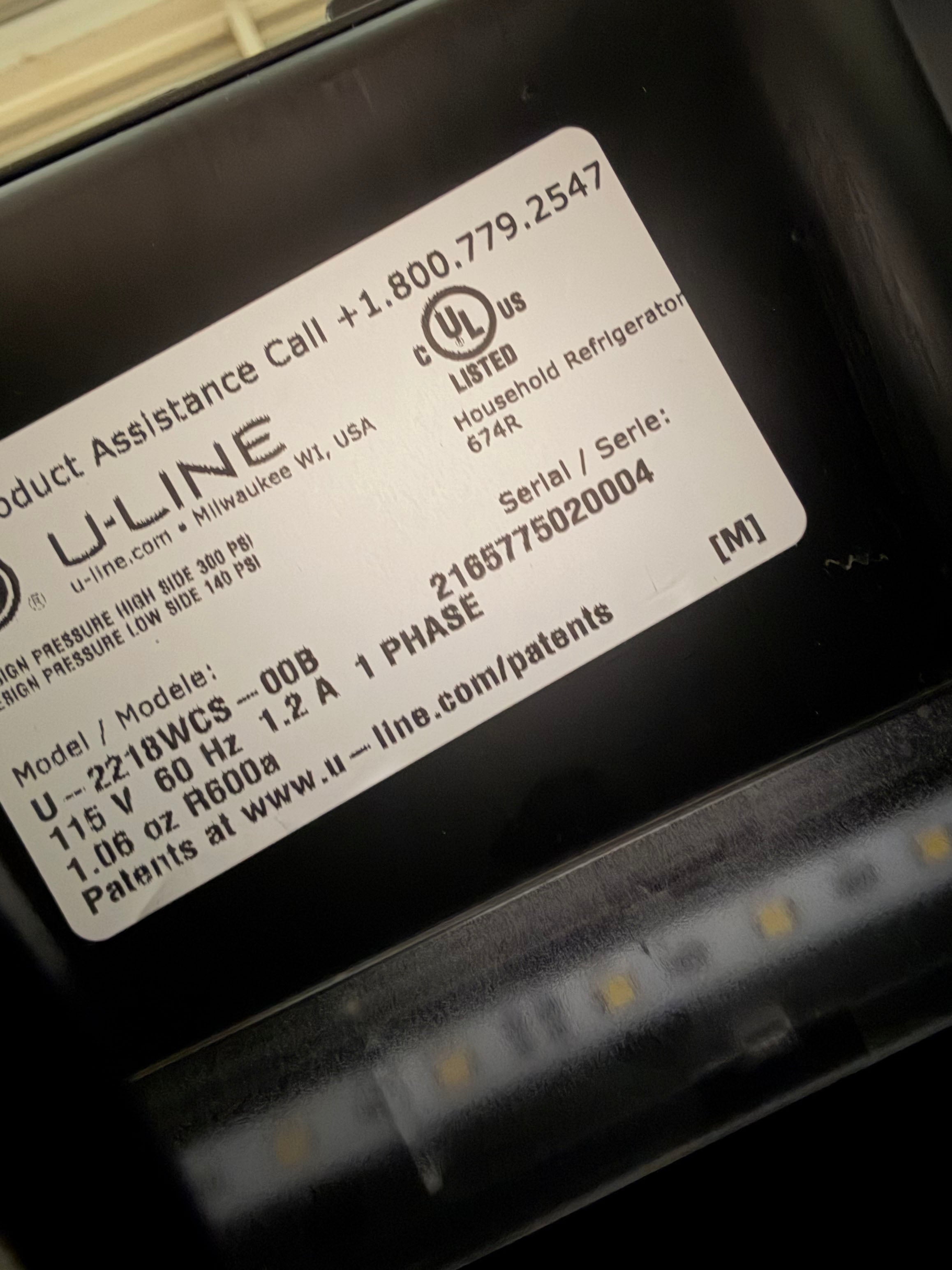 U-Line U-2218WCS-00B 18" Stainless Steel Undercounter Wine Cooler