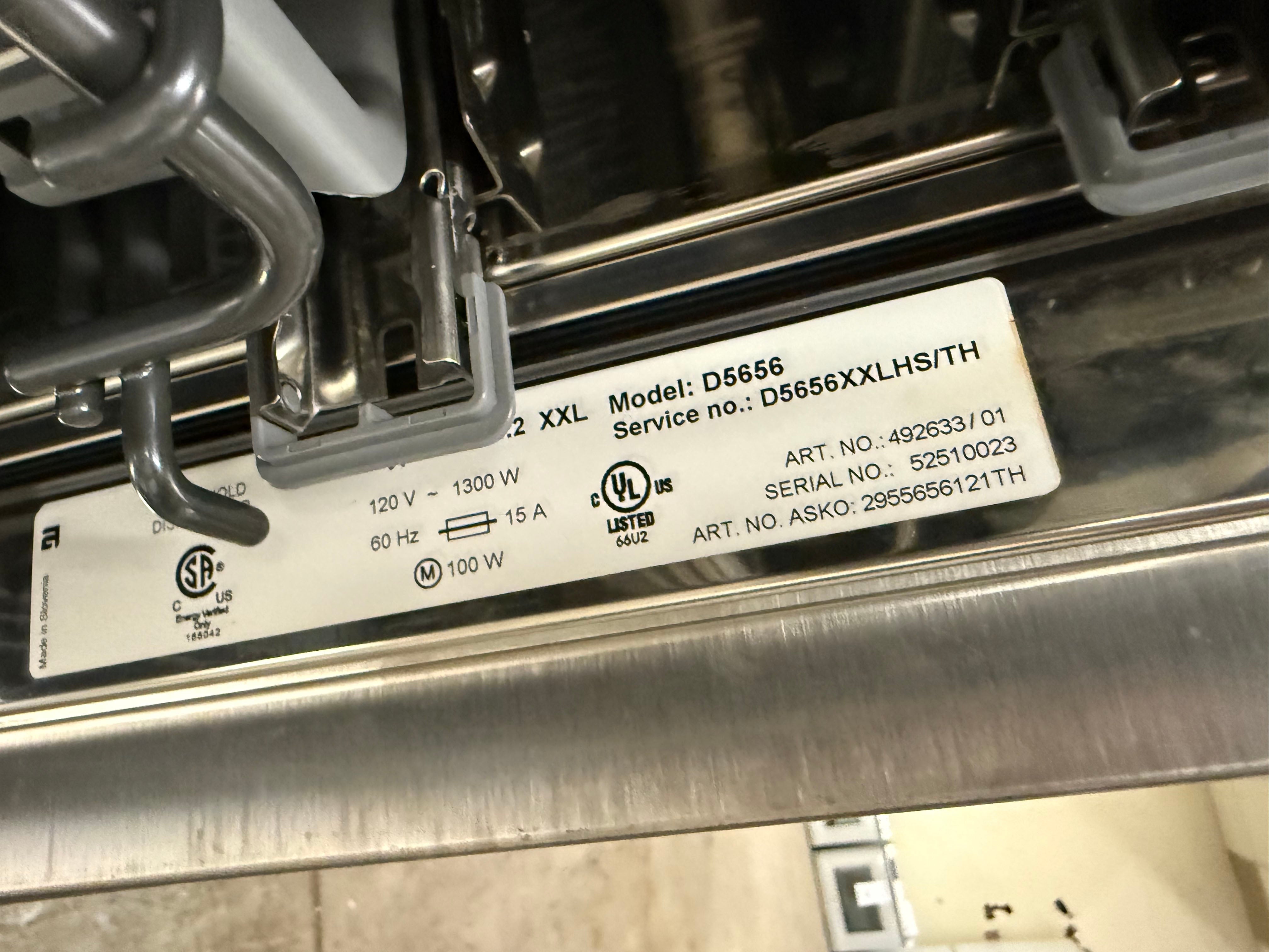 Asko D5656XXLHS/TH 24" Stainless Steel Dishwasher, Open Box