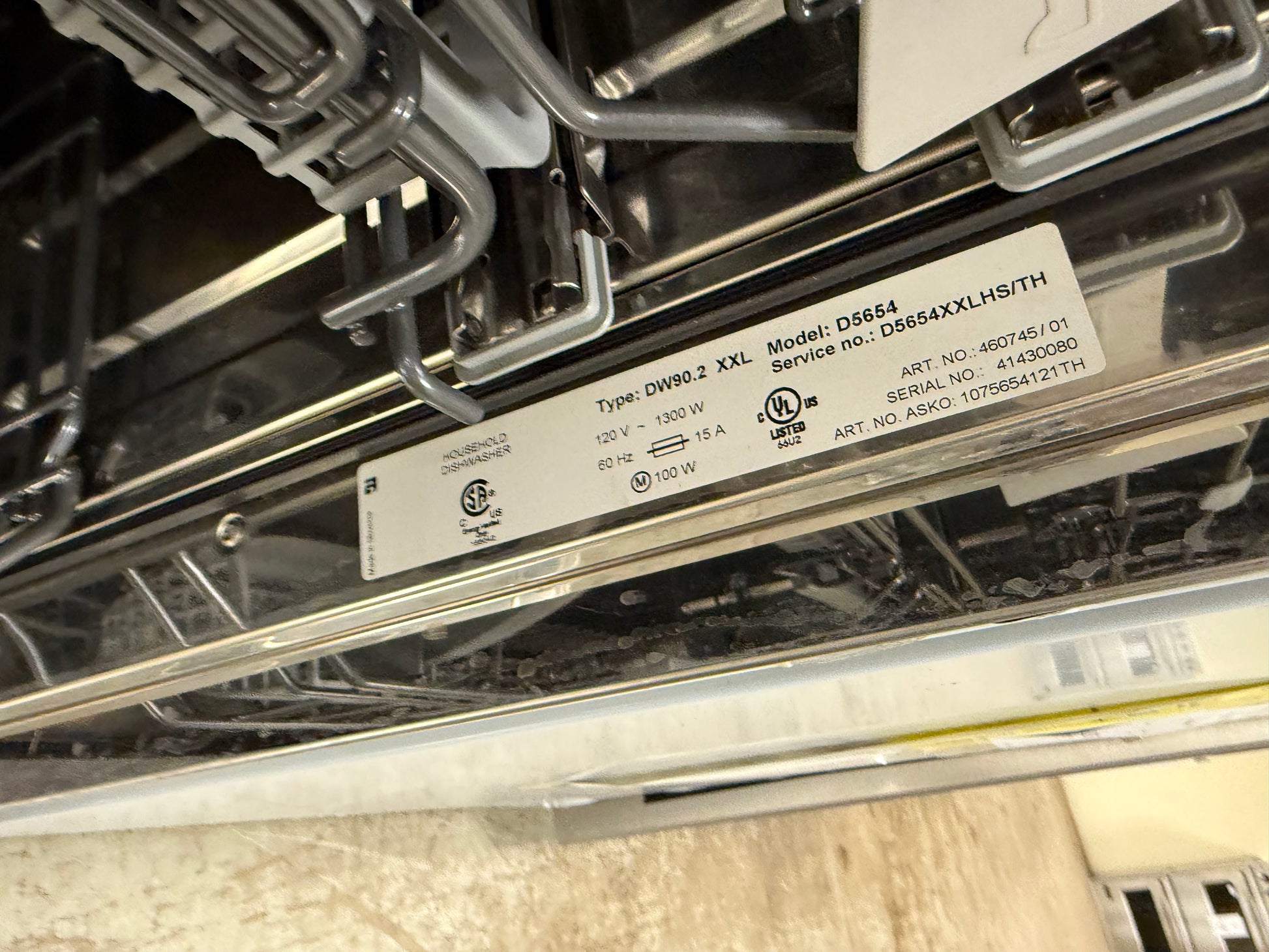 Asko XXL Series D5654XXLHS/TH 24" Stainless Steel Dishwasher