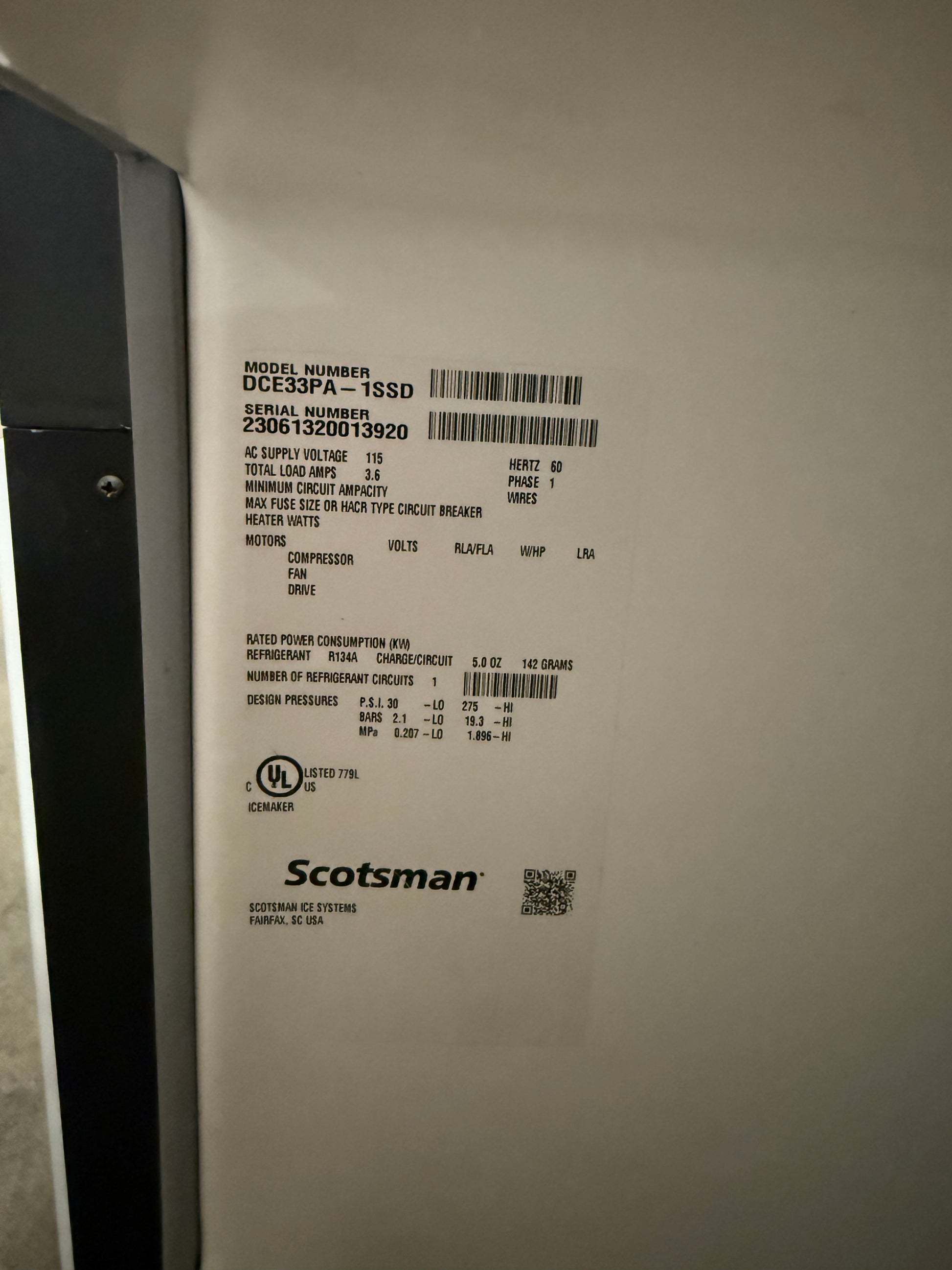 Scotsman DCE33PA-1SSD 15" Panel Ready Undercounter Ice Maker
