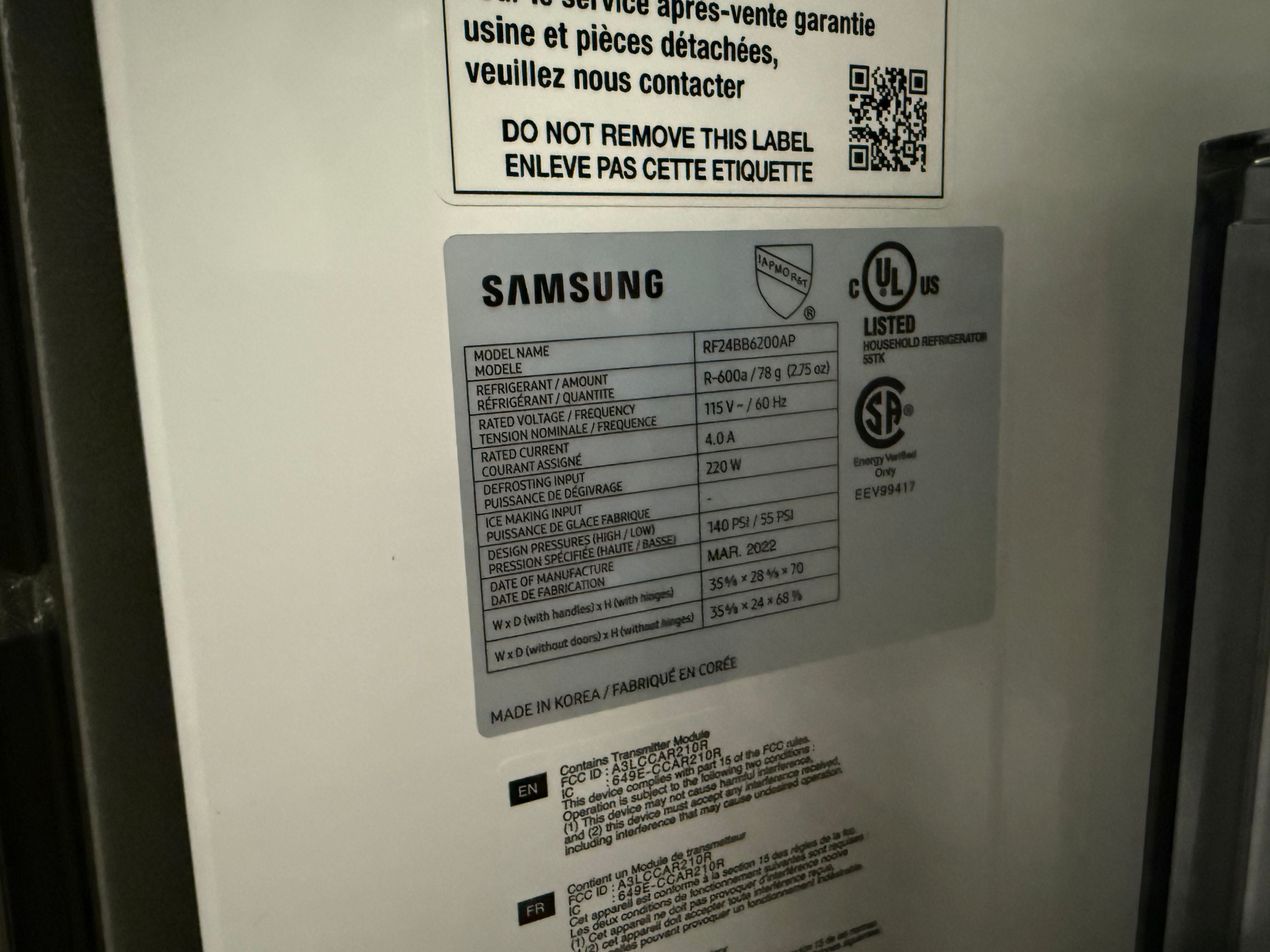 Samsung BESPOKE RF24BB6200AP 36" Panel Ready Counter Depth French Door Refrigerator