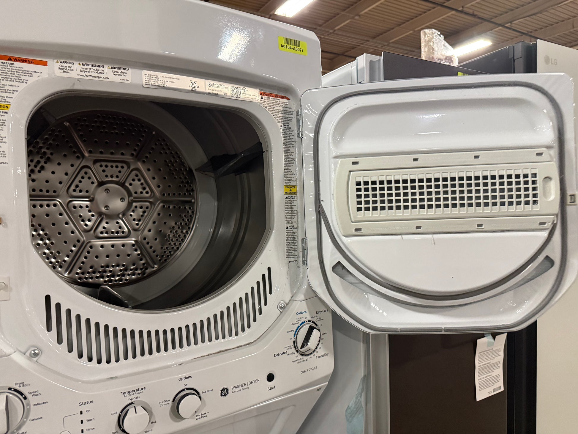 GE Spacemaker GUD24GSSMWW 24" White Gas Laundry Center