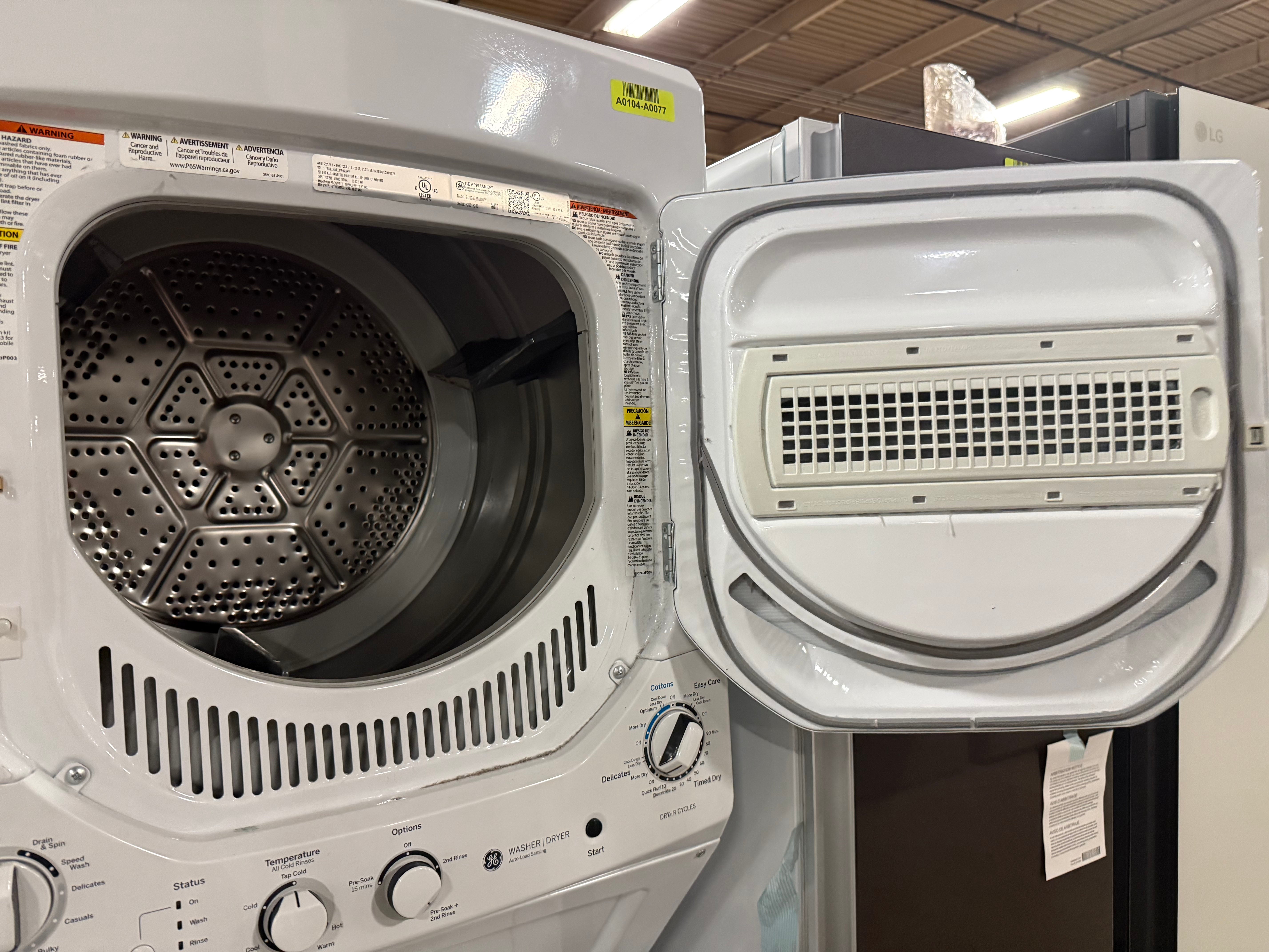 GE Spacemaker GUD24GSSMWW 24" White Gas Laundry Center