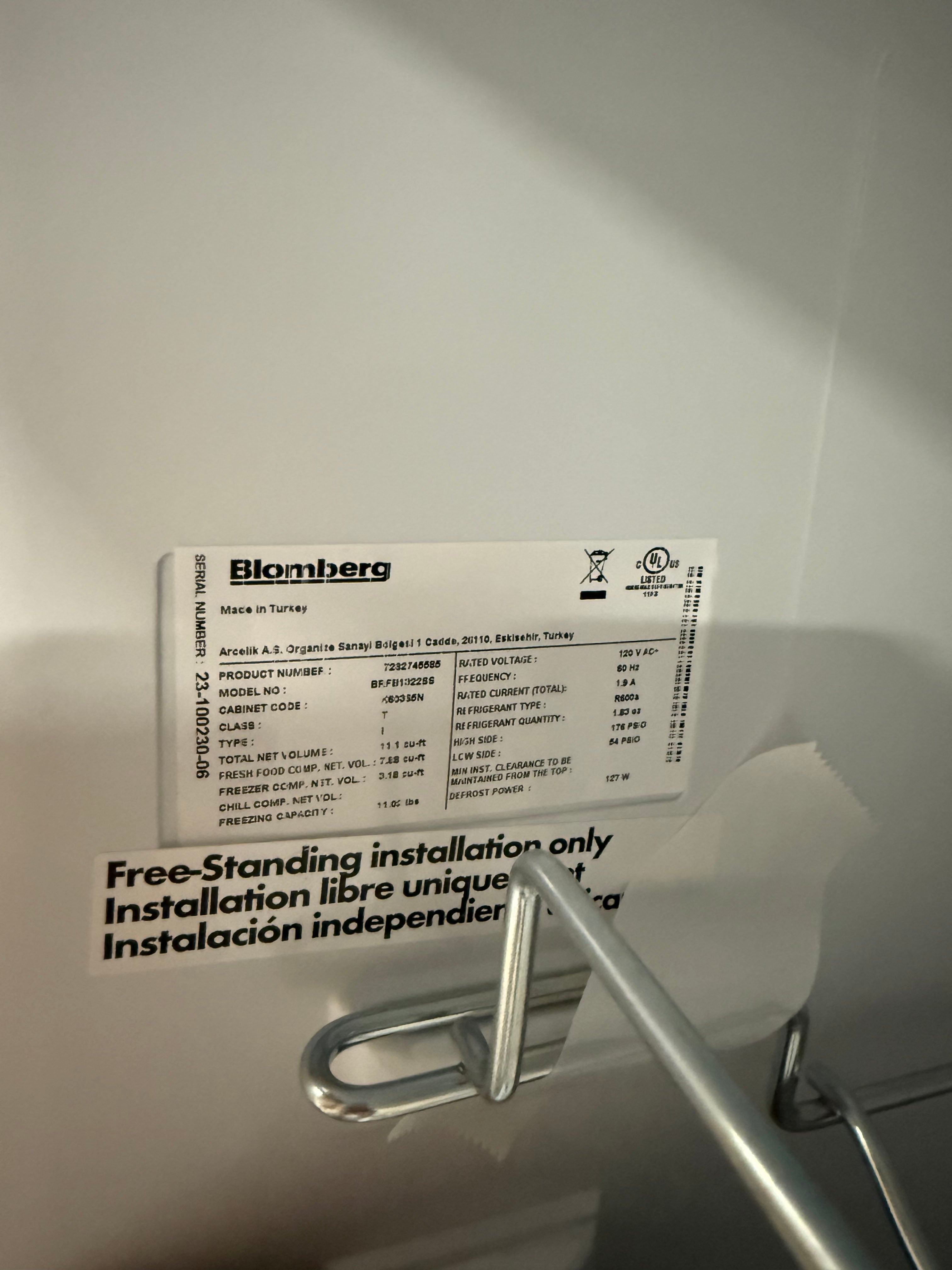 Blomberg BRFB1322SS 24" Stainless Steel Counter Depth Bottom Freezer Refrigerator