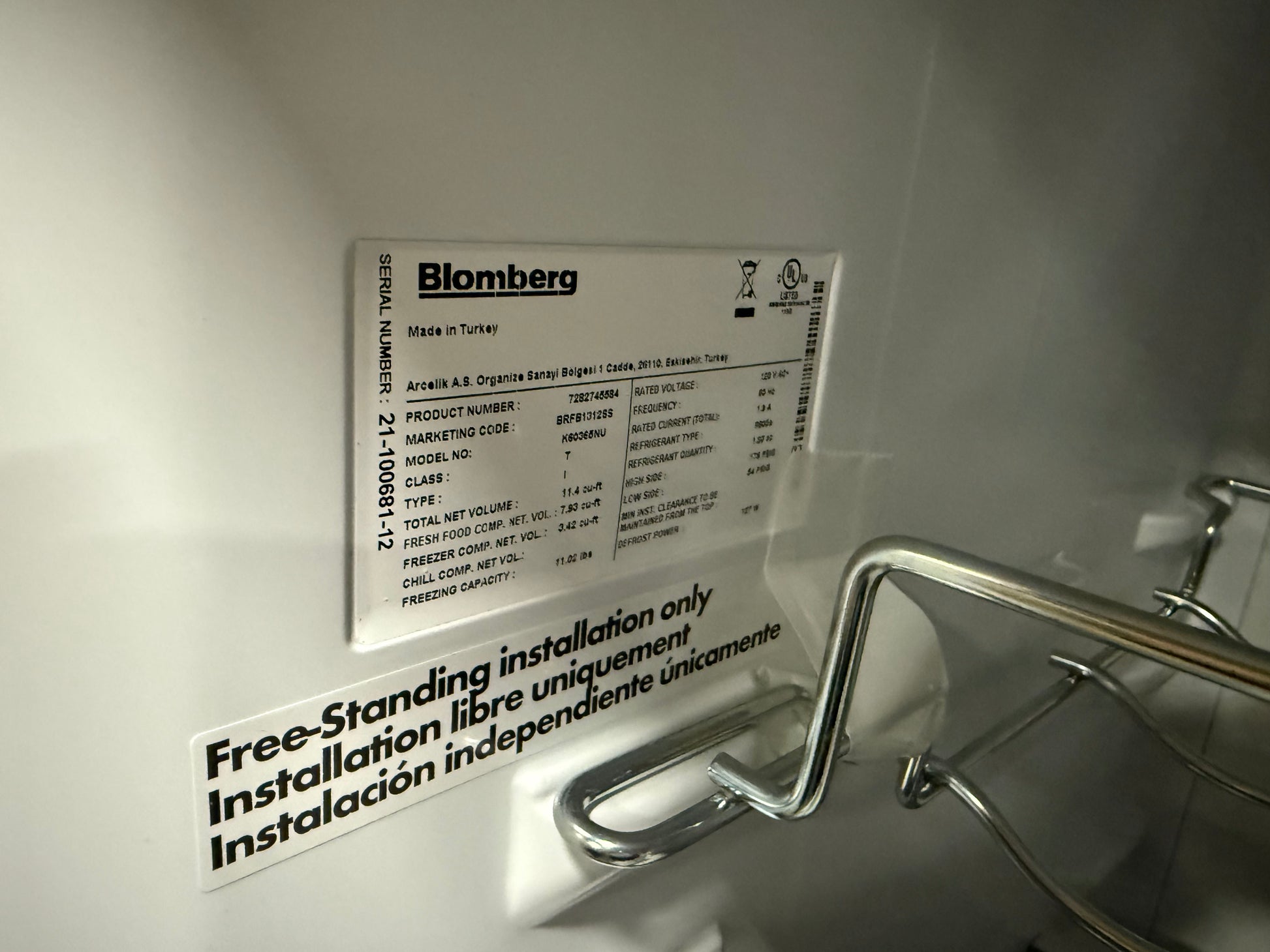 Blomberg 24" Stainless Steel Bottom Freezer Refrigerator