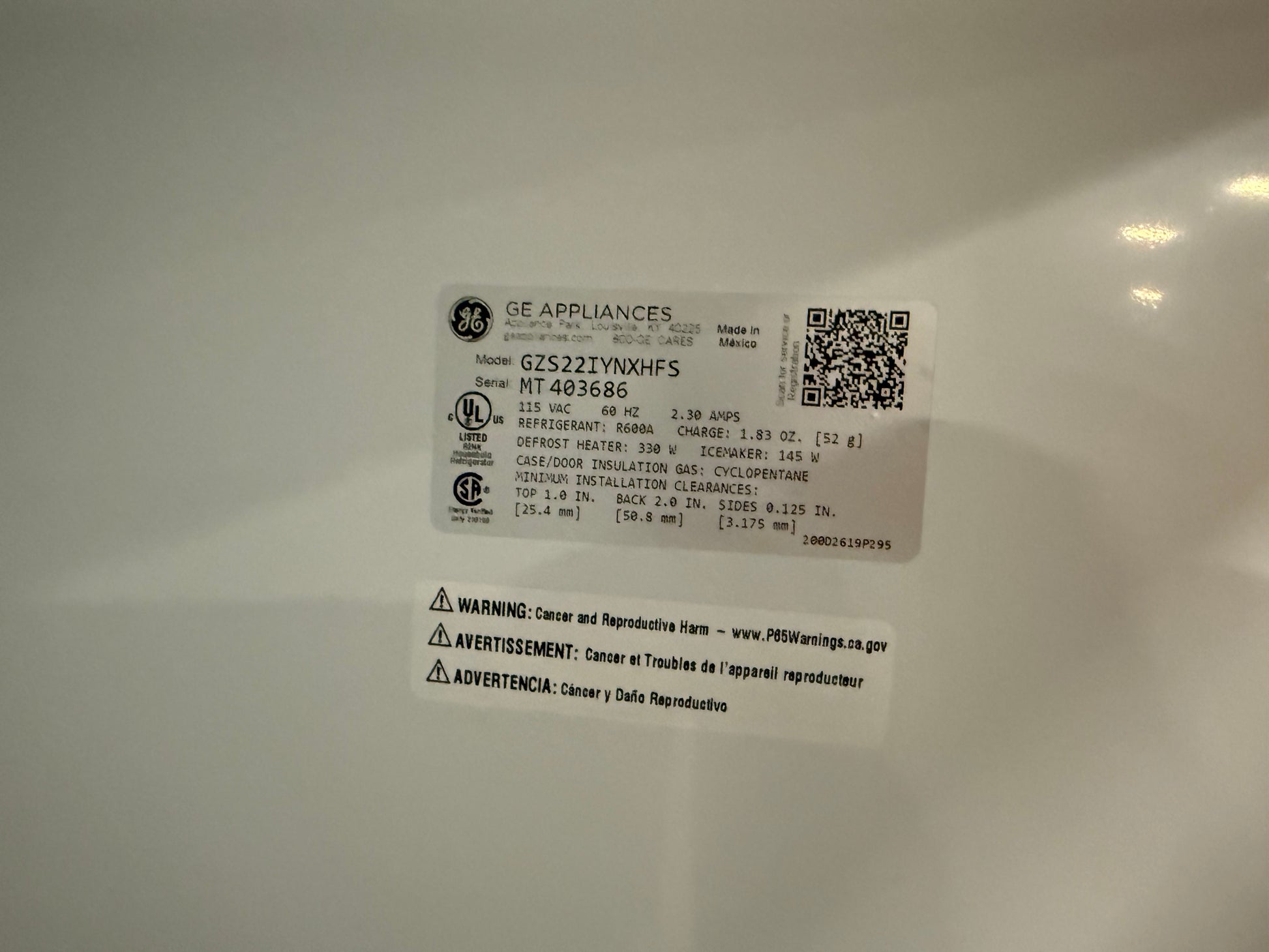 GE GZS22IYNFS 36" Stainless Steel Counter Depth Freestanding Side By Side Refrigerator