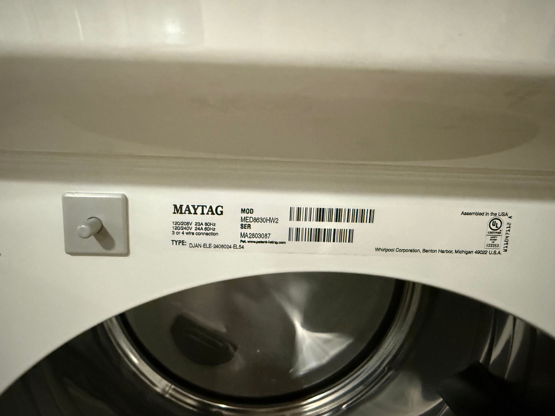 Maytag MED8630HW 27" White Front Load Electric Dryer