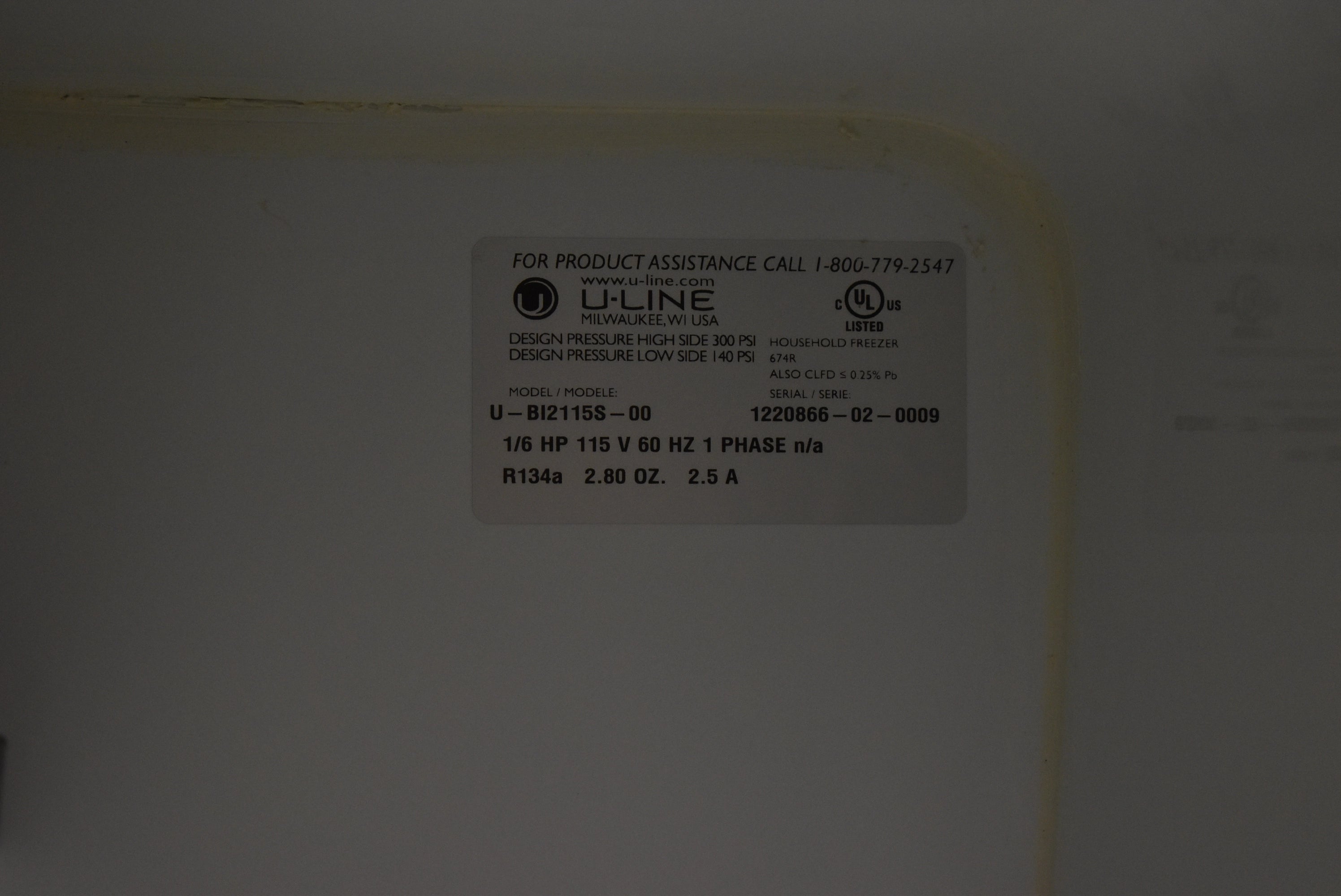 U-Line UBI2115S01 15" Stainless Steel Undercounter Crescent Cube Ice Maker