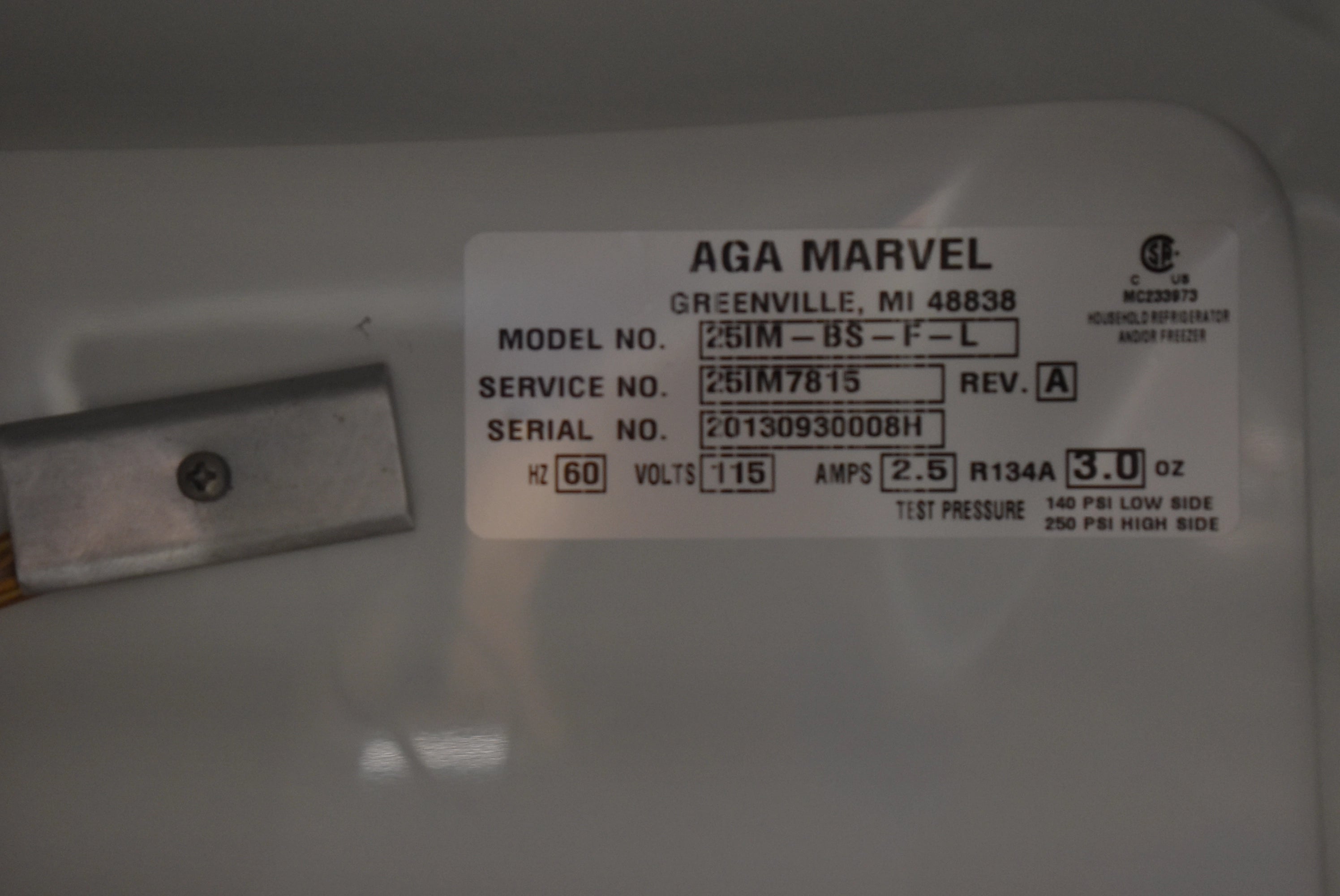 Marvel 25IM-BS-F-L 15" Stainless Steel Crescent Cube Ice Maker