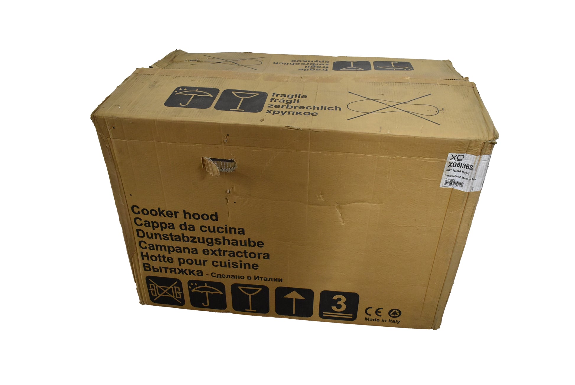 XO XOBI36S 36" Stainless Steel Island Chimney Range Hood, Blower Included