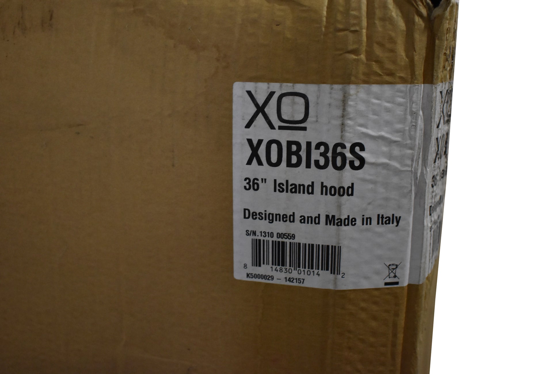 XO XOBI36S 36" Stainless Steel Island Chimney Range Hood, Blower Included