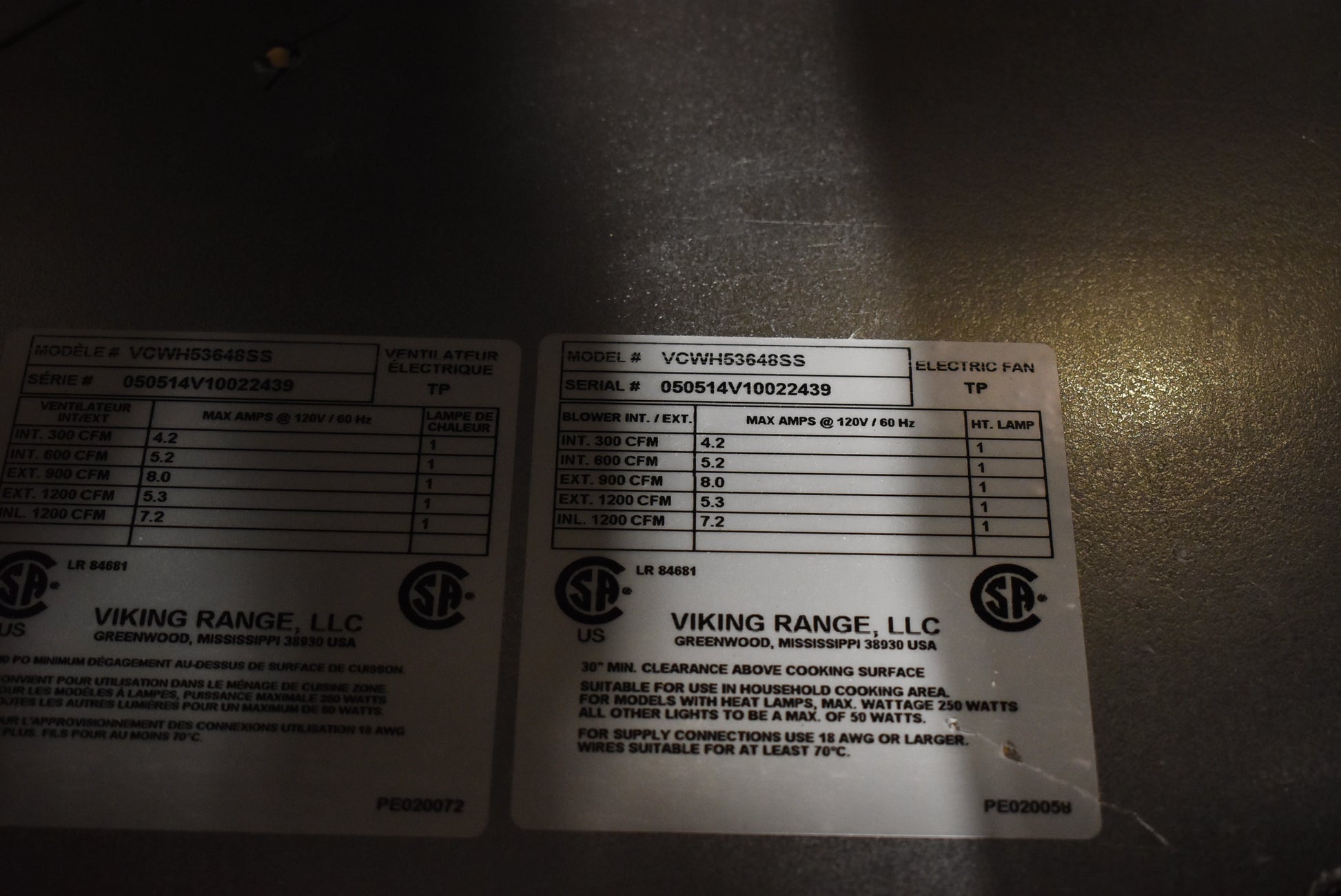 Viking VCWH53648SS 36" Stainless Steel Wall Mount Chimney Range Hood